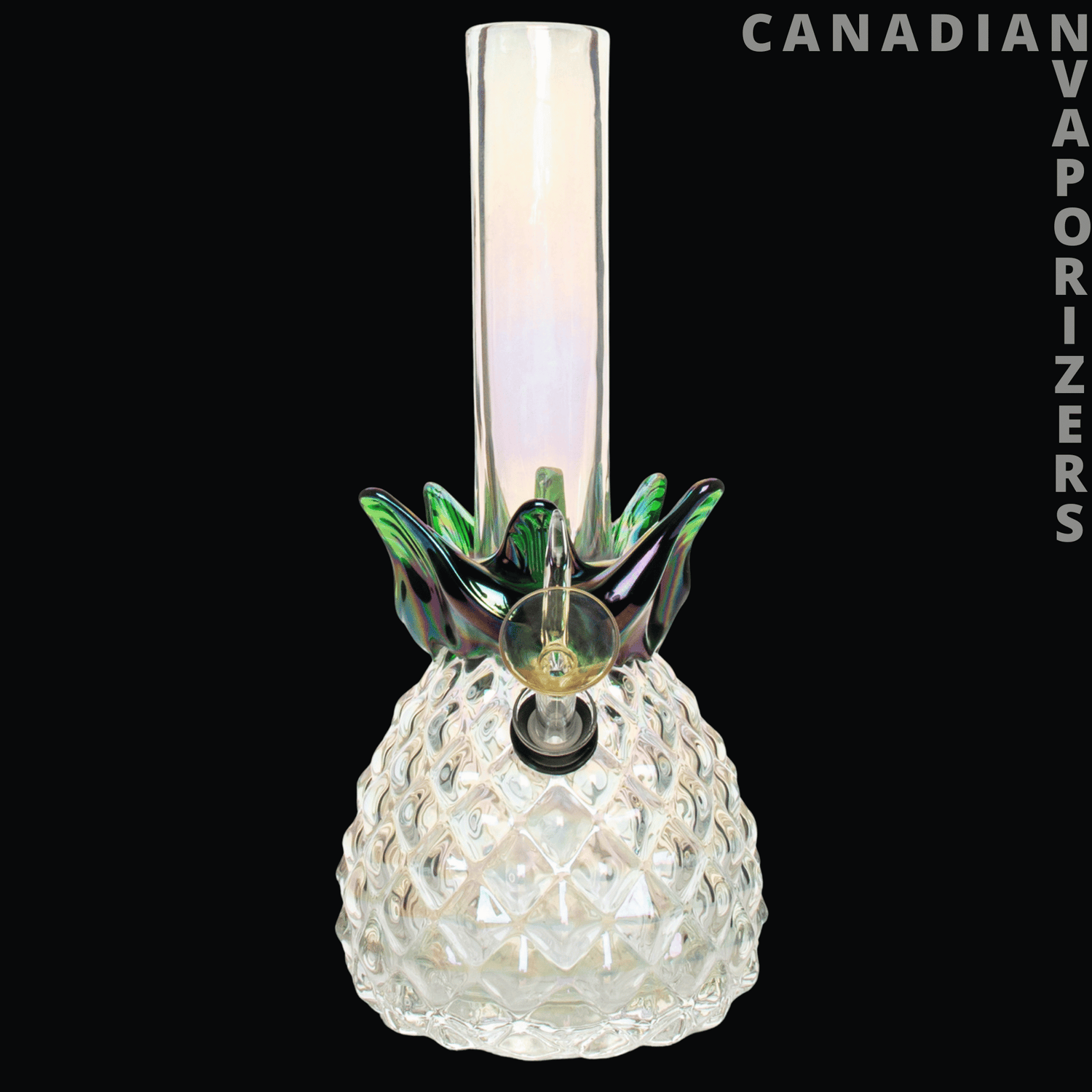 Retro Glass 10&quot; Platinum Metallic Pineapple Water Pipe - Canadian Vaporizers