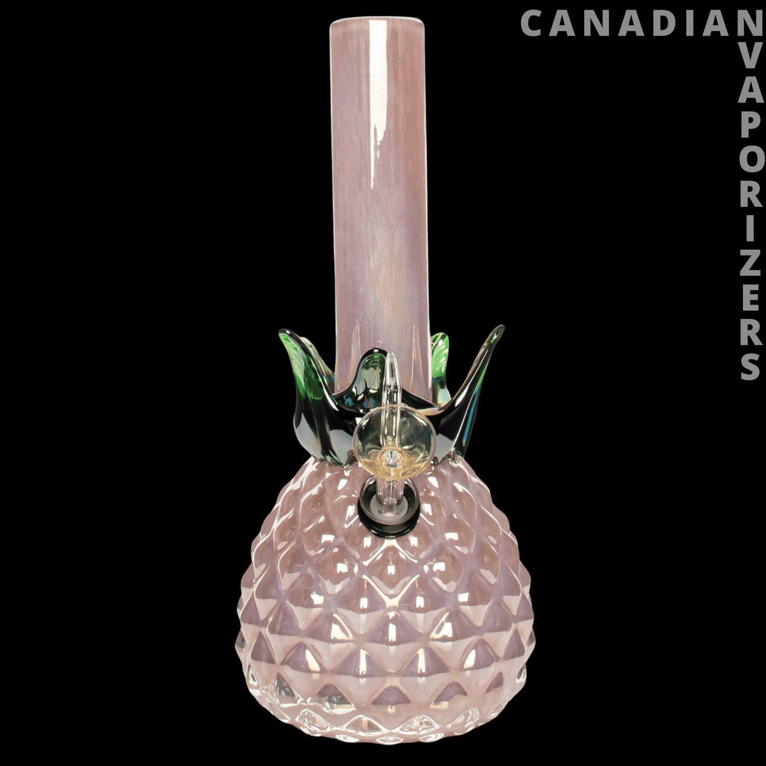 Retro Glass 10&quot; Platinum Metallic Pineapple Water Pipe - Canadian Vaporizers