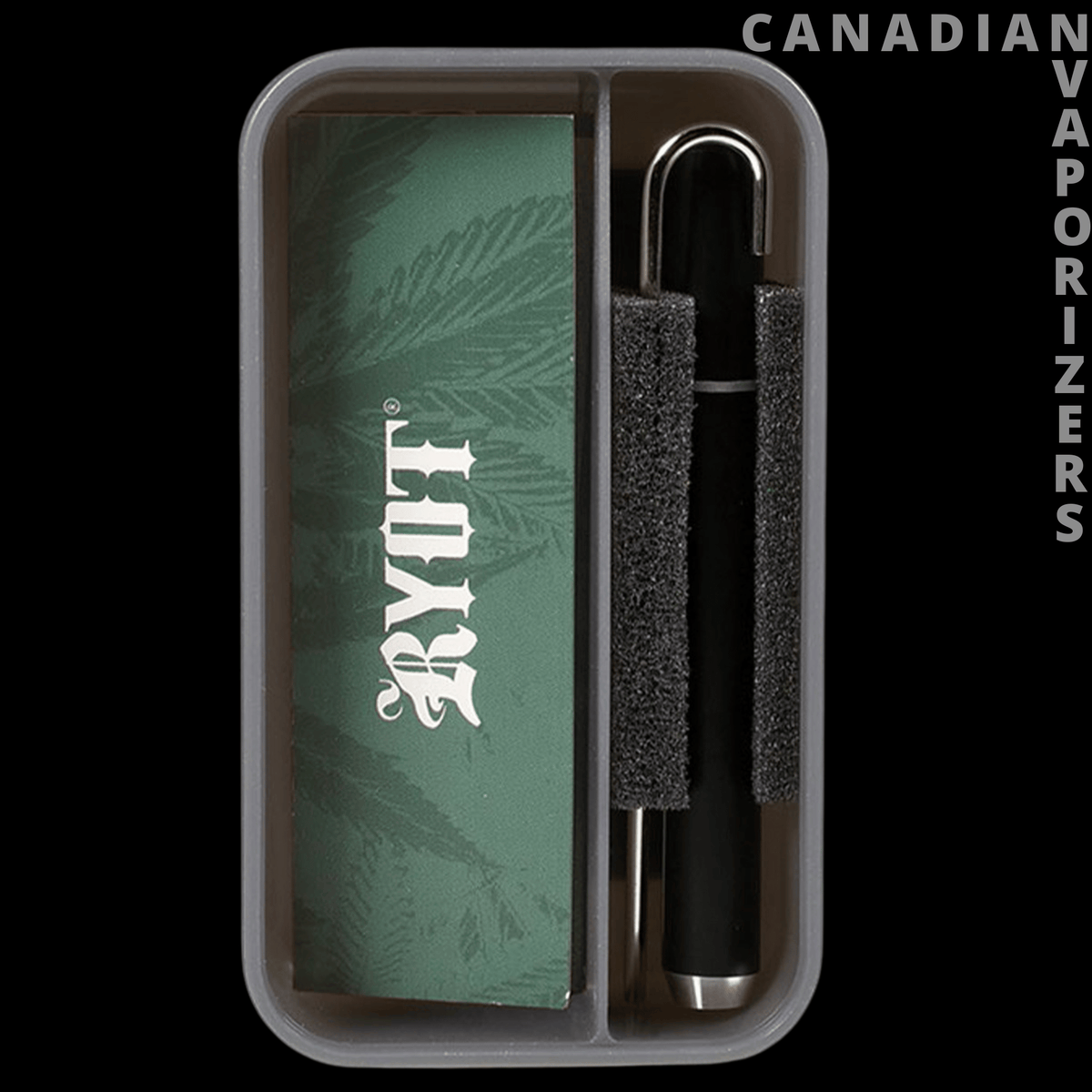 Ryot Snapper (Assorted) - Compact black snapper with a textured grip and curved metal tip, beside a green Ryot case in a fitted tray.
