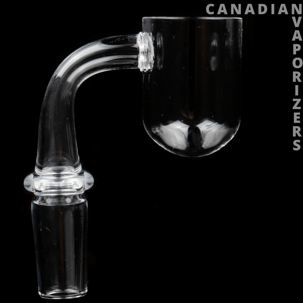 14mm Male 90 Degree Round Bottom Quartz Banger Nail - Clear quartz 90-degree banger with a rounded bucket and male joint.