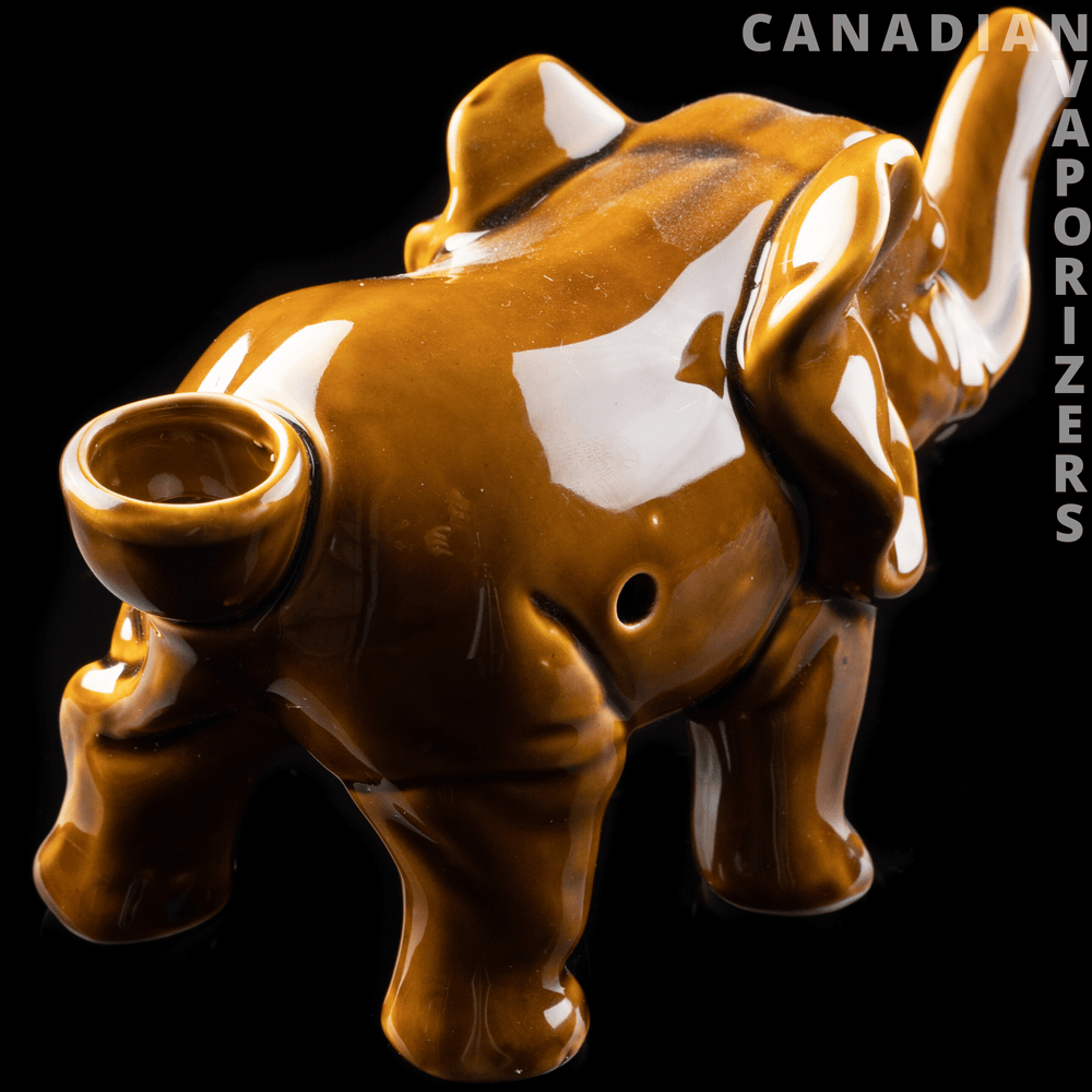7" Elephant Ceramic Pipe - Sienna Brown - Canadian Vaporizers