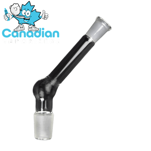 Arizer Extreme Q Glass Mini Whip With Glass Screen - Black glass mini whip with an angled stem, frosted glass joints, and a glass screen.