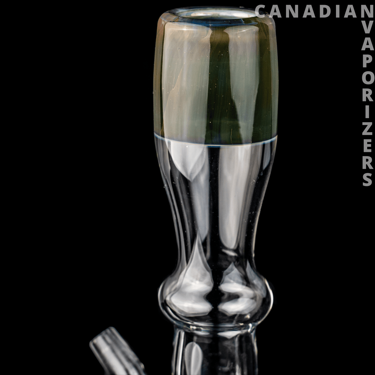 Barracuda Glass - Clear blown-glass Barracuda vessel with a rounded chamber, narrow waist, and sculpted flared base.