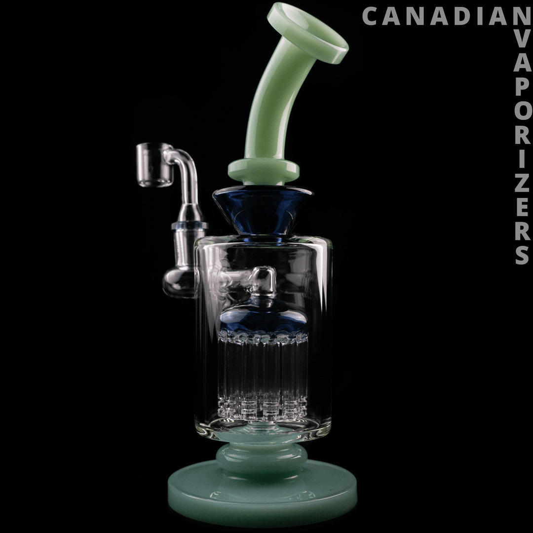 Blue | Red Eye Glass 9" Tall Burnside Concentrate Rig w/ 12-Arm Tree Perc - Canadian Vaporizers