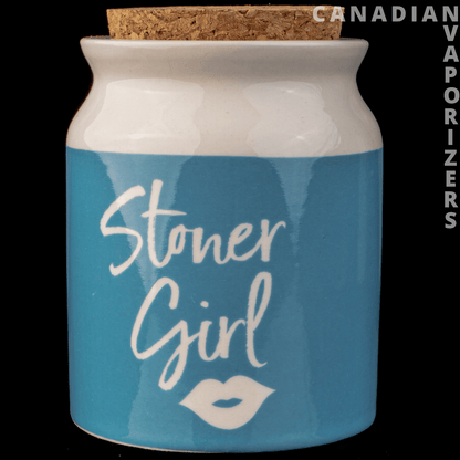 Blue | Stoner Girl Ceramic Stash Jar - Canadian Vaporizers