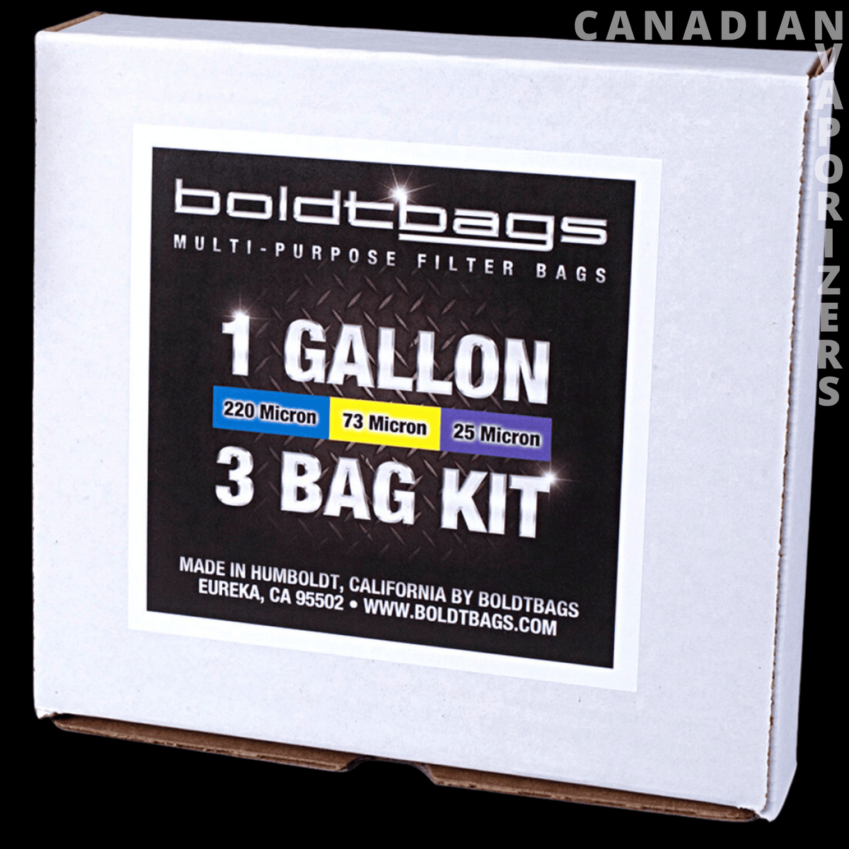 BoldTBags 1 Gallon Boldtbags (Pack of 3) - Boldtbags 1-gallon multi-purpose filter bags, 3-pack in a white box with black-and-yellow labeling.