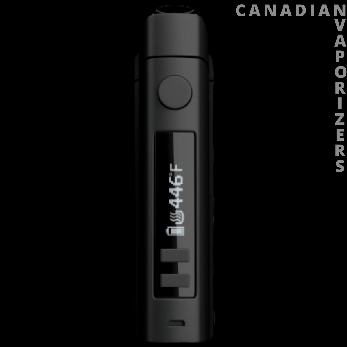 Boundless CFV - Black Boundless CFV vaporizer with a circular button and slim vertical display.