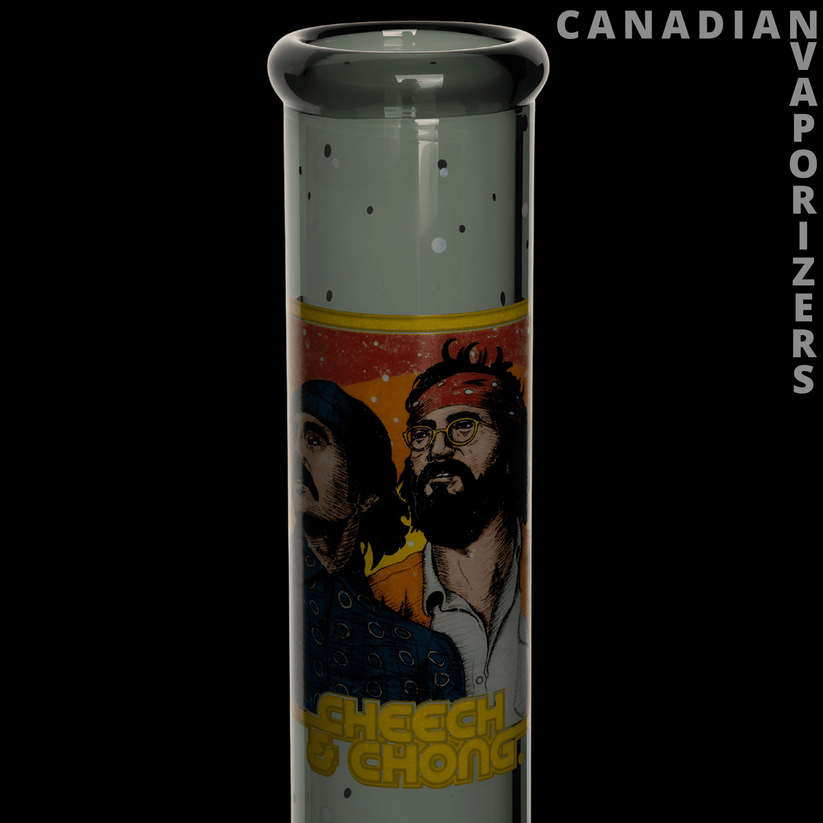 Cheech &amp; Chong 15" Stoners in Space Beaker Base Water Pipe - 15-inch beaker water pipe with Cheech &amp; Chong artwork, gray starry upper chamber, and black rim.