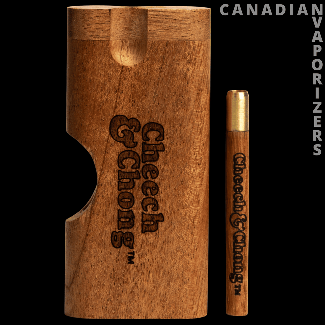 Cheech &amp; Chong Glass Locking Twist Dugout (Assorted Wood Grains) - Canadian Vaporizers