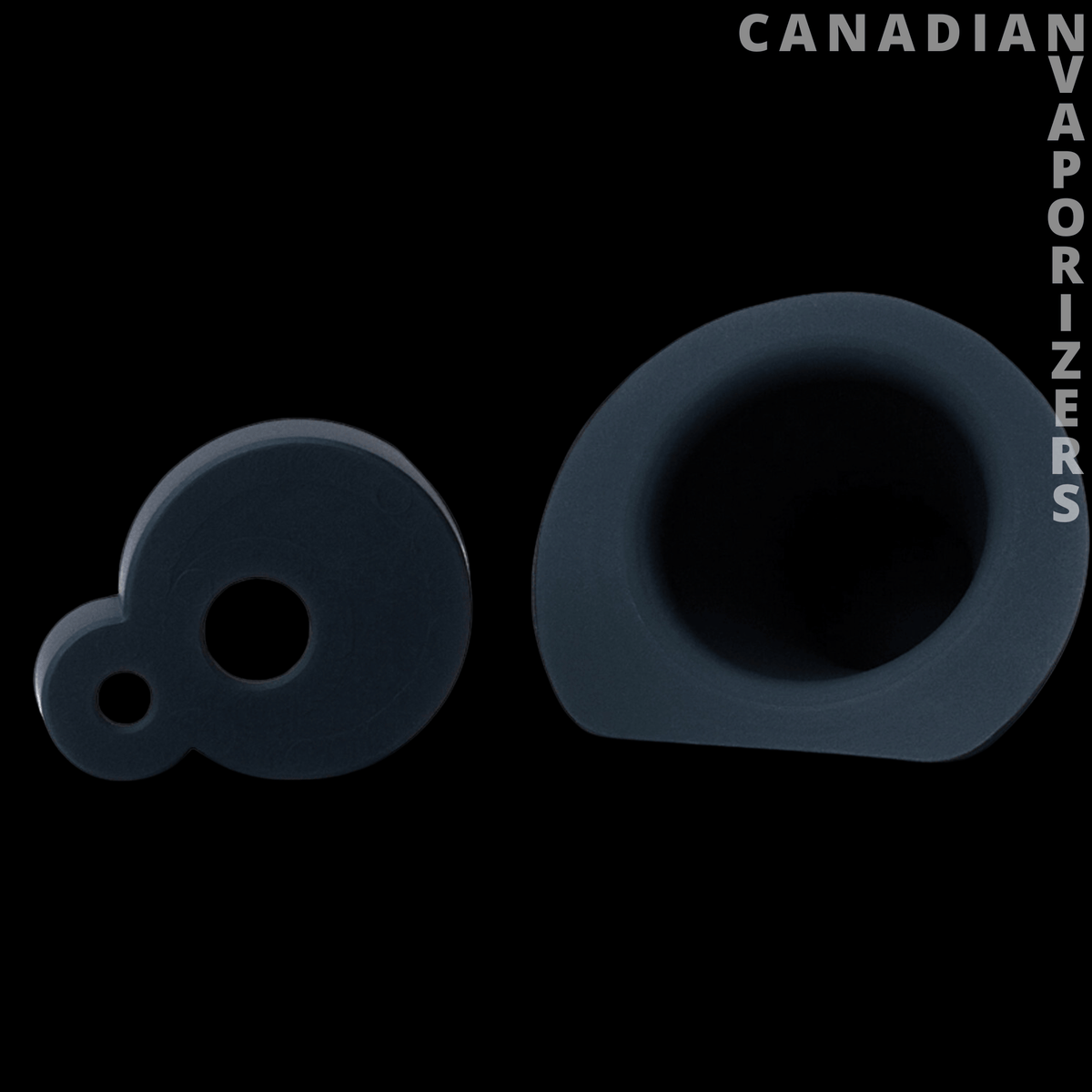 Dab Rite Replacement Silicone Covers - Two dark blue silicone replacement covers in different sizes, with circular openings.