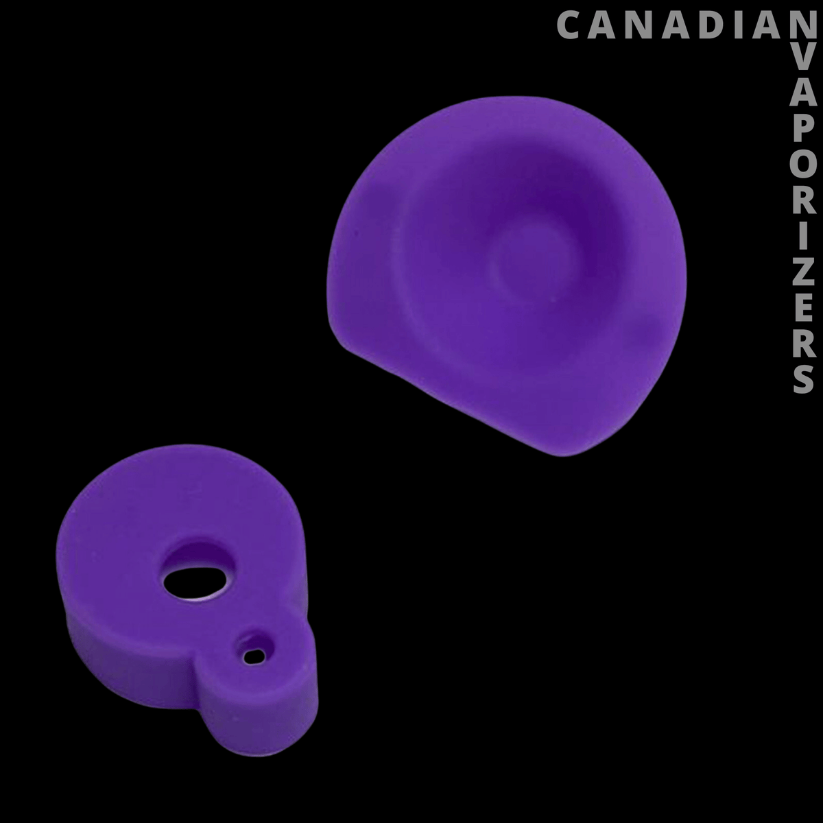 Dab Rite Replacement Silicone Covers - Purple silicone replacement covers with a rounded dish-shaped pad and a two-hole attachment piece.