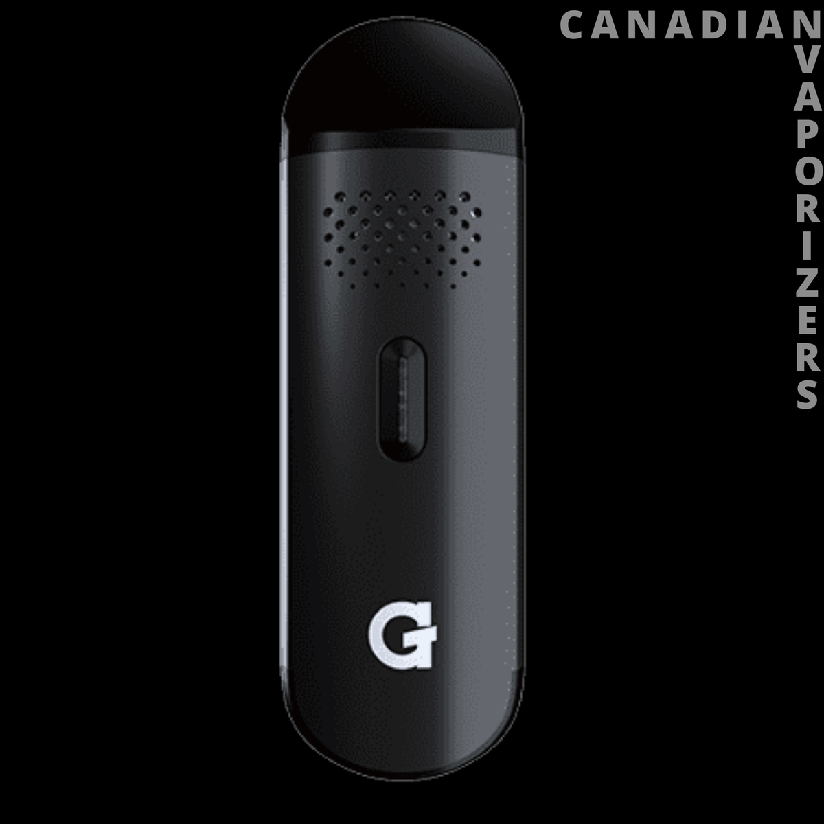 G Pen Dash Vaporizer - Black G Pen Dash vaporizer with a rounded top, perforated vent, central button, and white G logo.
