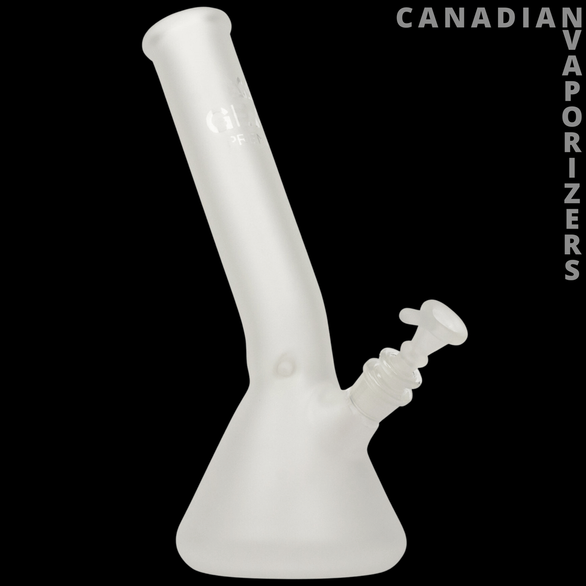 Gear Premium 12" Laid Back Tube - Frosted white 12-inch glass water pipe with a curved neck and angled stem.