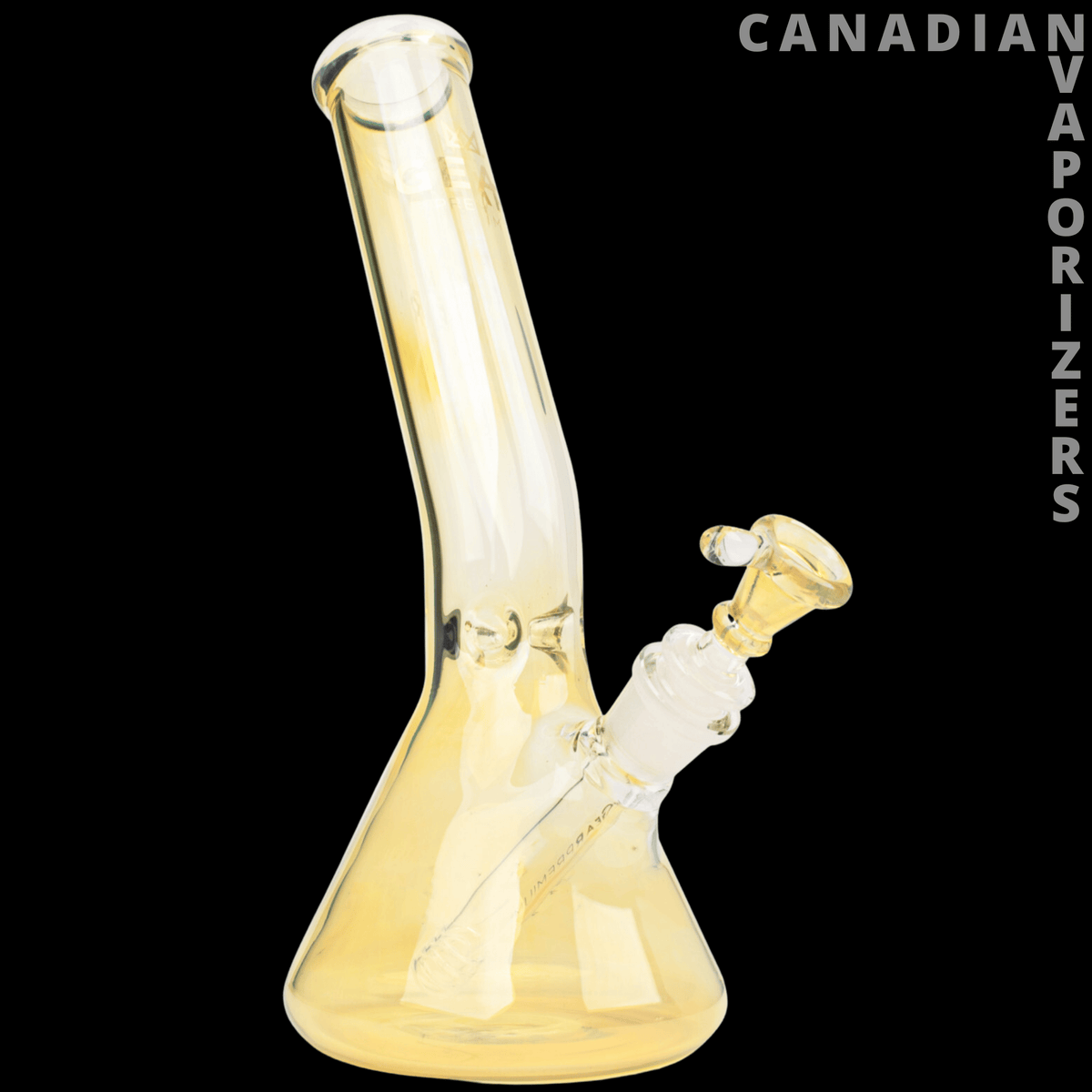 Gear Premium 12" Laid Back Tube - Translucent pale yellow glass water pipe with a flared base, curved neck, and angled side bowl.