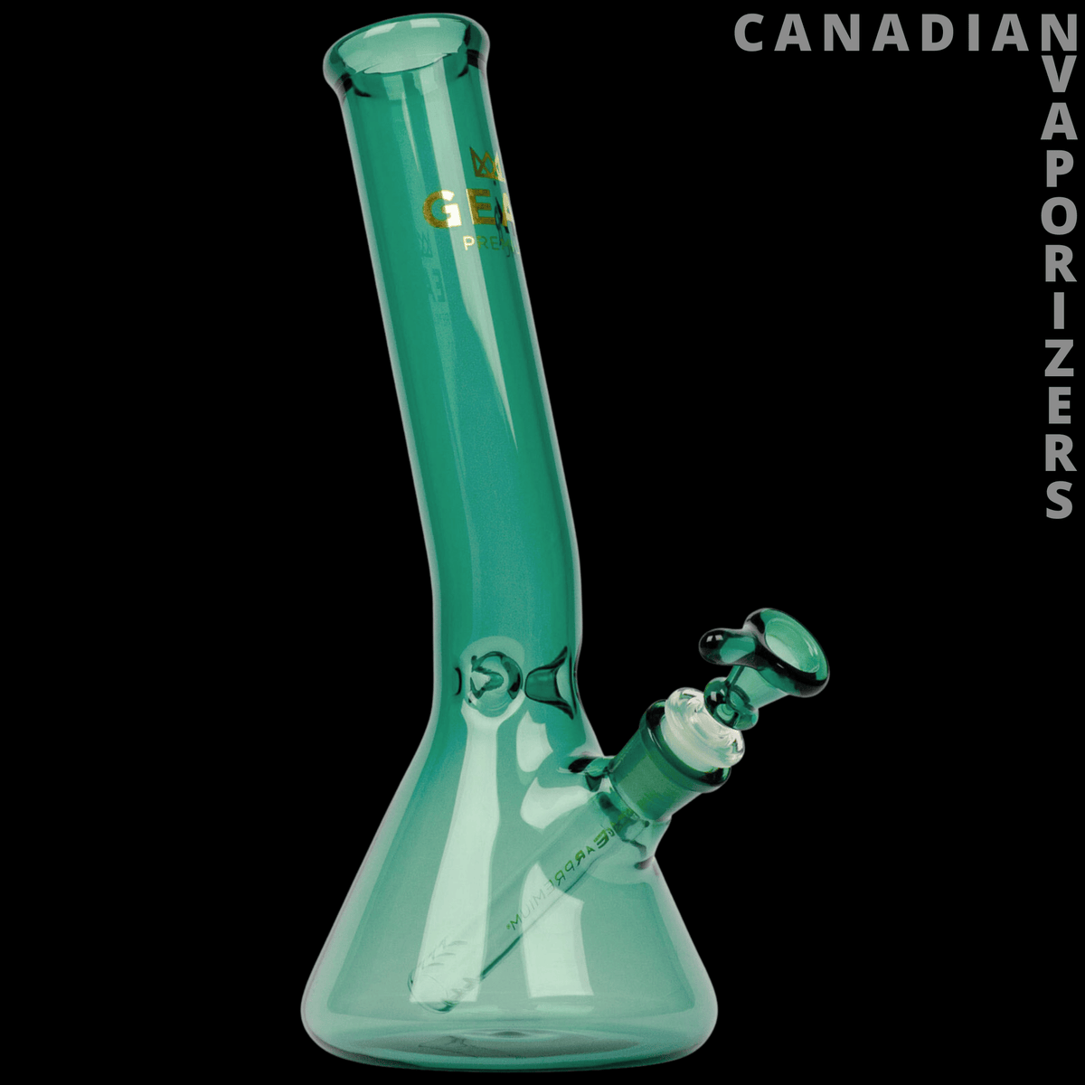 Gear Premium 12" Laid Back Tube - Teal glass 12-inch laid-back tube with flared base, angled side stem, and matching bowl.