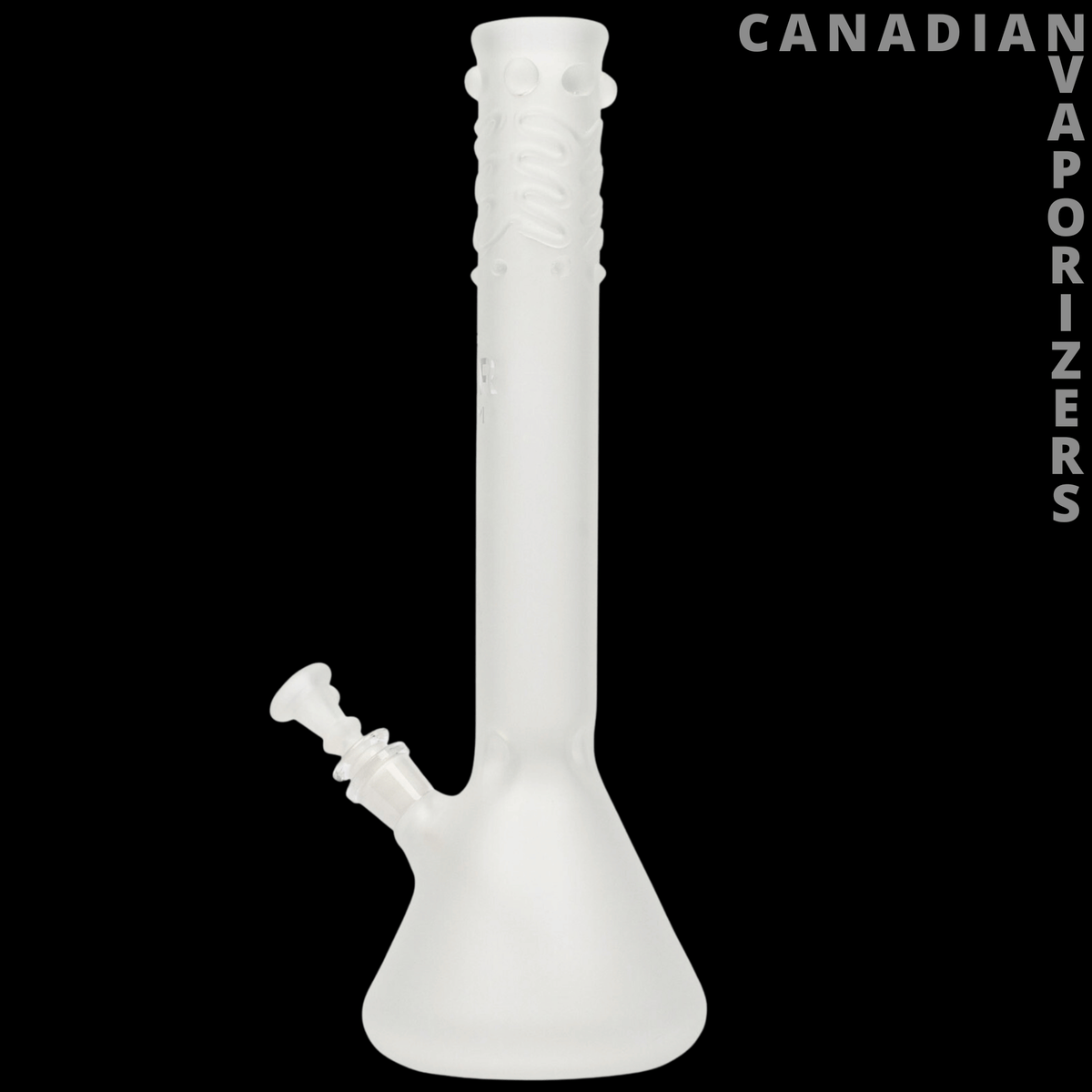 Gear Premium 14" Beaker Tube - White 14-inch glass beaker tube with a flared base, ribbed neck, and angled side joint.
