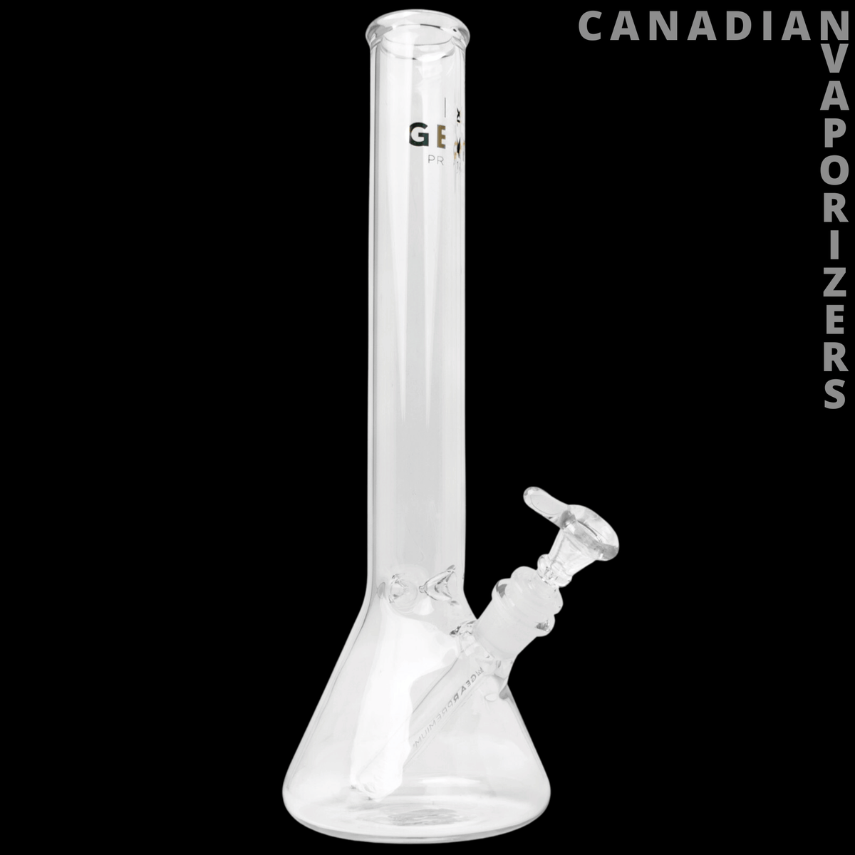 Gear Premium 14" Beaker Tube - Clear glass 14-inch beaker tube with a flared base, angled joint, and visible Gear logo.