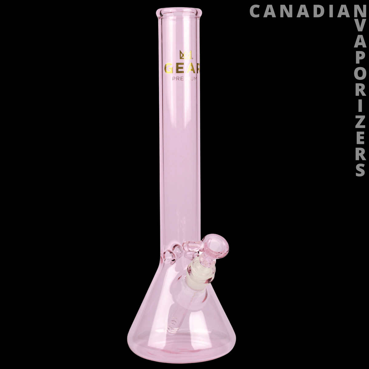 Gear Premium 14" Beaker Tube - Translucent pink 14-inch beaker tube with a wide conical base and angled side joint.