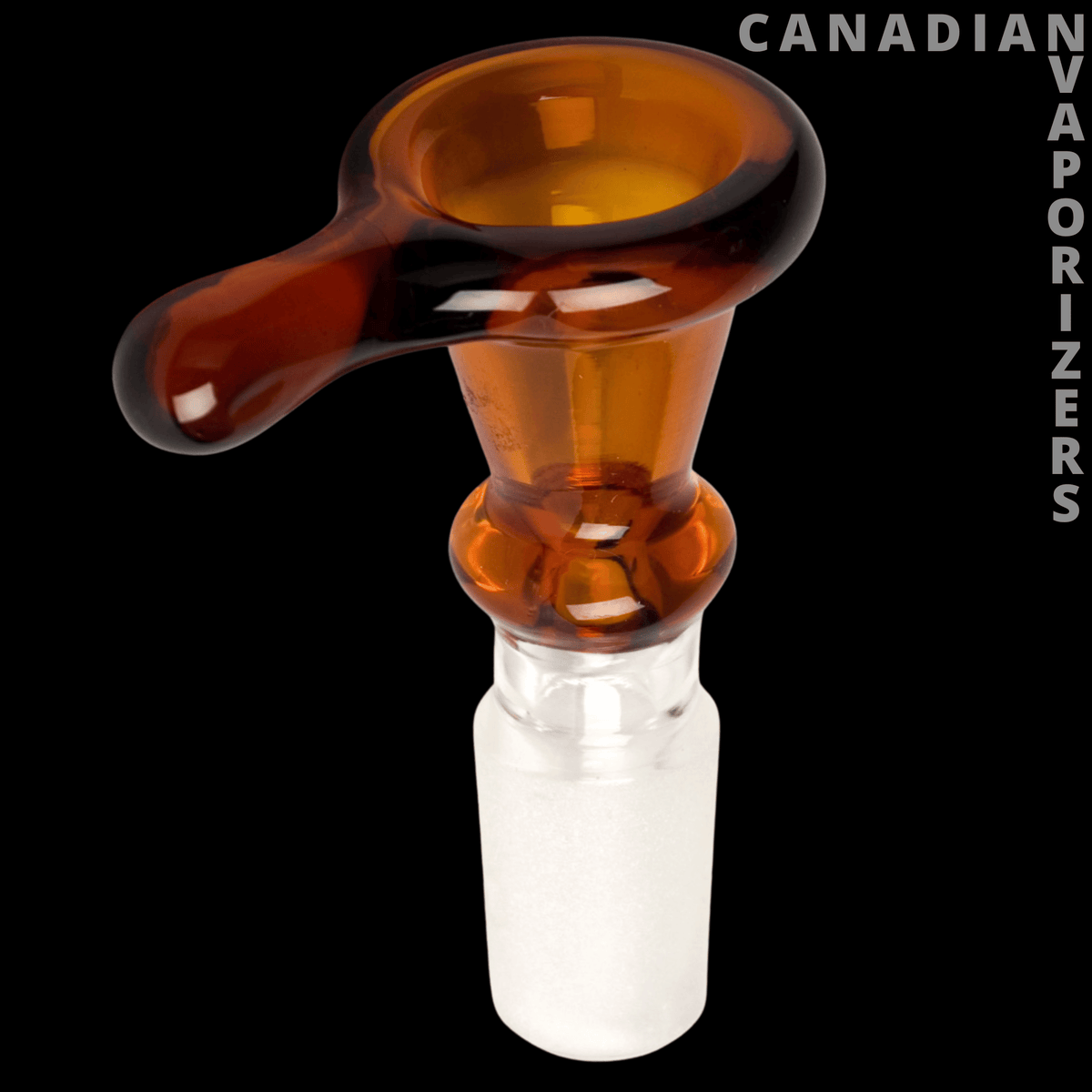 Gear Premium 14mm Thumper Cone Pull-Out - Amber glass 14mm pull-out bowl with a flared rim, side handle, and clear frosted joint.