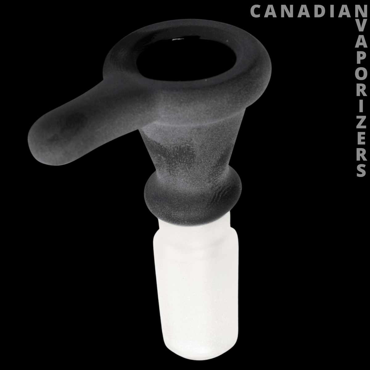Gear Premium 14mm Thumper Cone Pull-Out - Black frosted glass 14mm thumper cone pull-out bowl with a wide rim and tapered white stem.