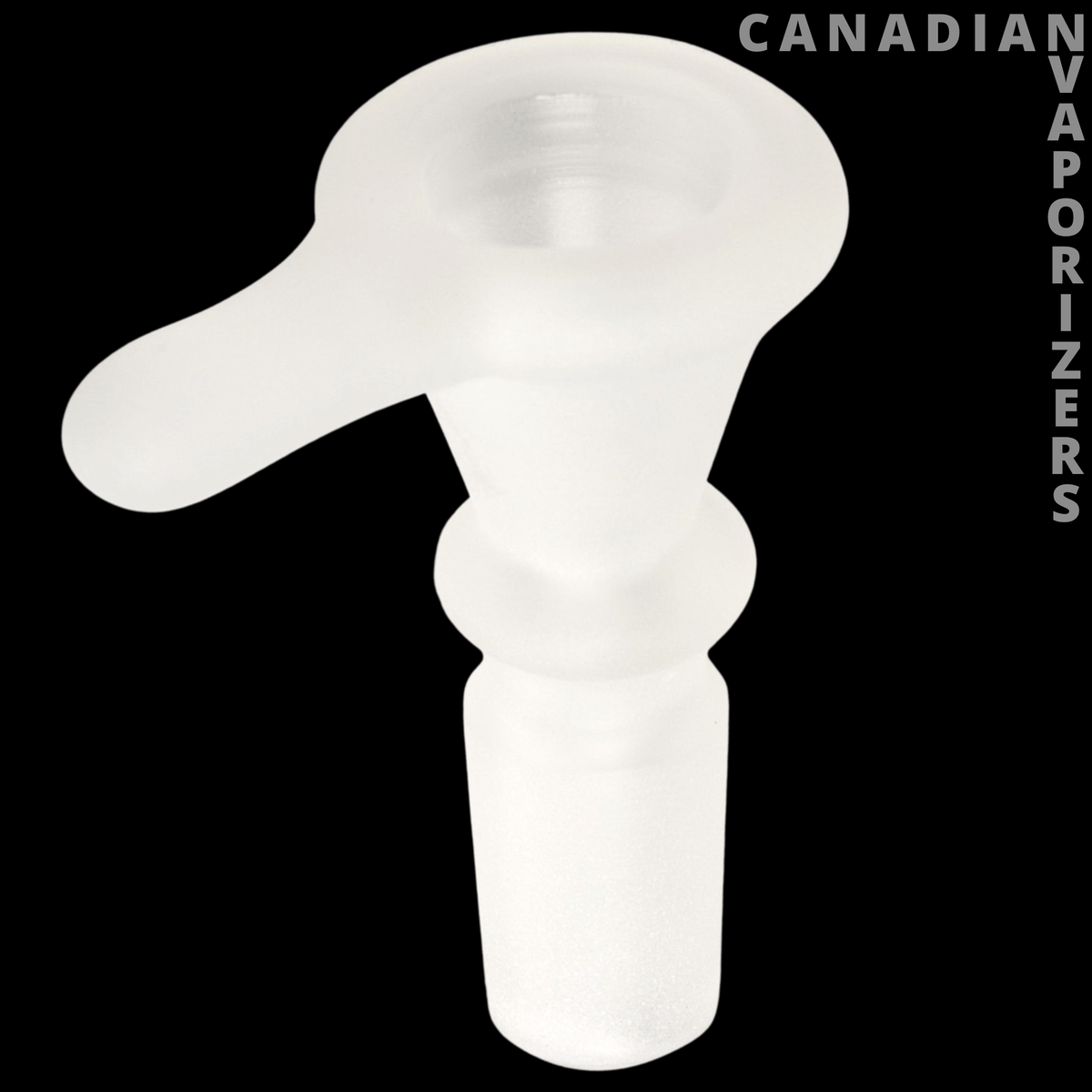 Gear Premium 14mm Thumper Cone Pull-Out - White frosted 14mm glass thumper cone pull-out bowl with a wide rounded cup and side handle.