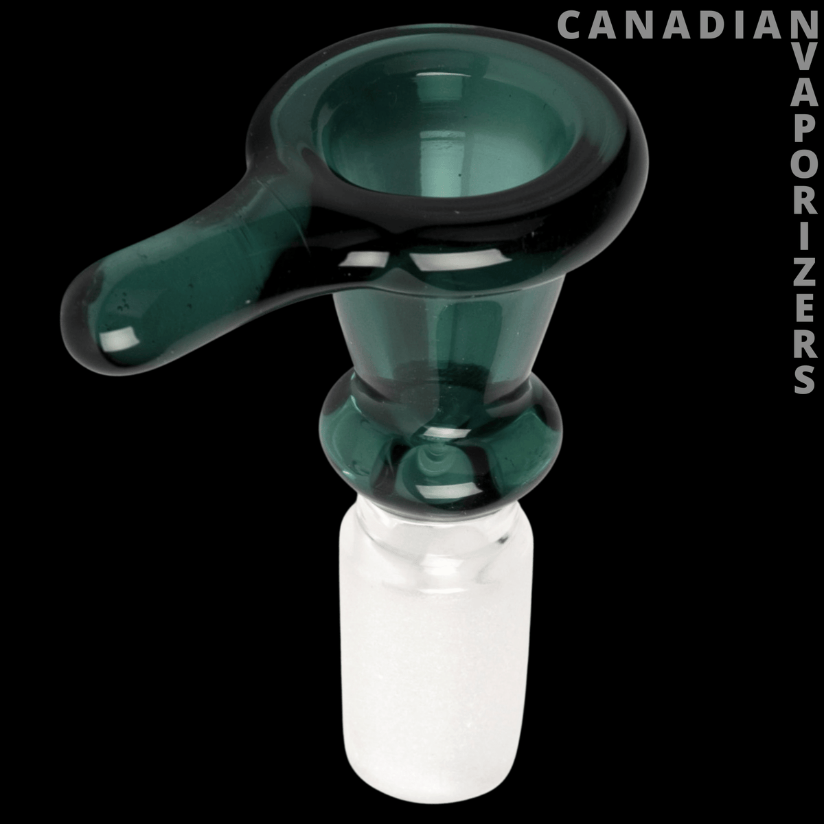 Gear Premium 14mm Thumper Cone Pull-Out - Dark teal glass 14mm pull-out cone with a wide bowl, side handle, and frosted white joint.