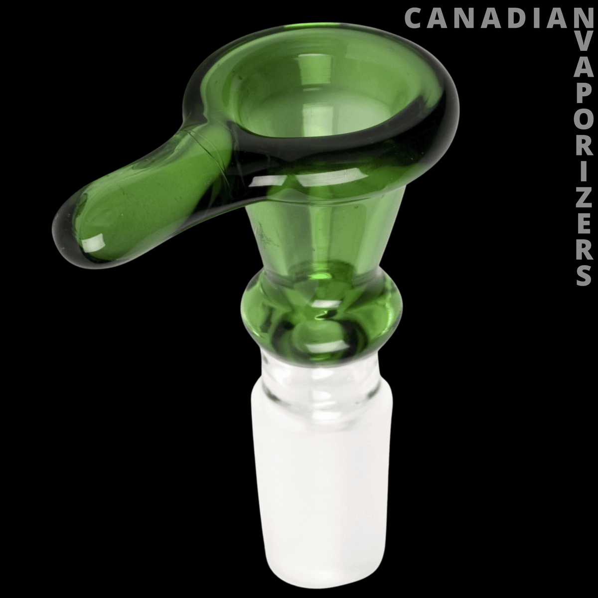 Gear Premium 14mm Thumper Cone Pull-Out - Green glass 14mm pull-out cone bowl with a flared rim, rounded handle, and frosted white joint.