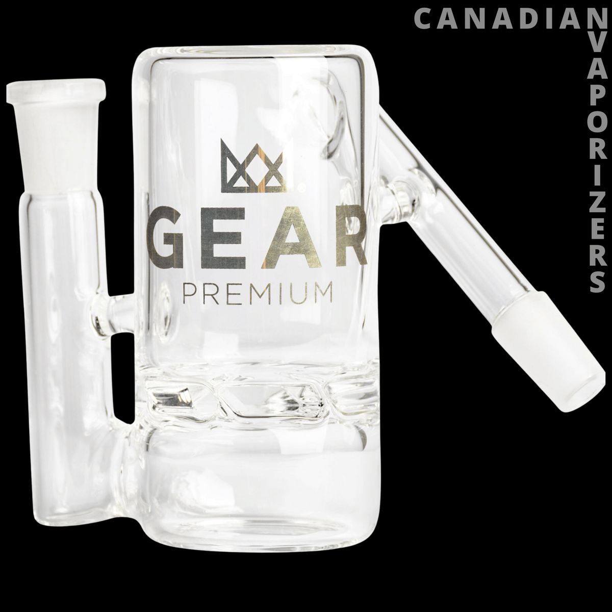 Gear Premium 14mm 45 Degree Turbine Perc Ash Catcher - Clear glass Gear Premium ash catcher with a 45-degree angled joint and visible turbine percolator.