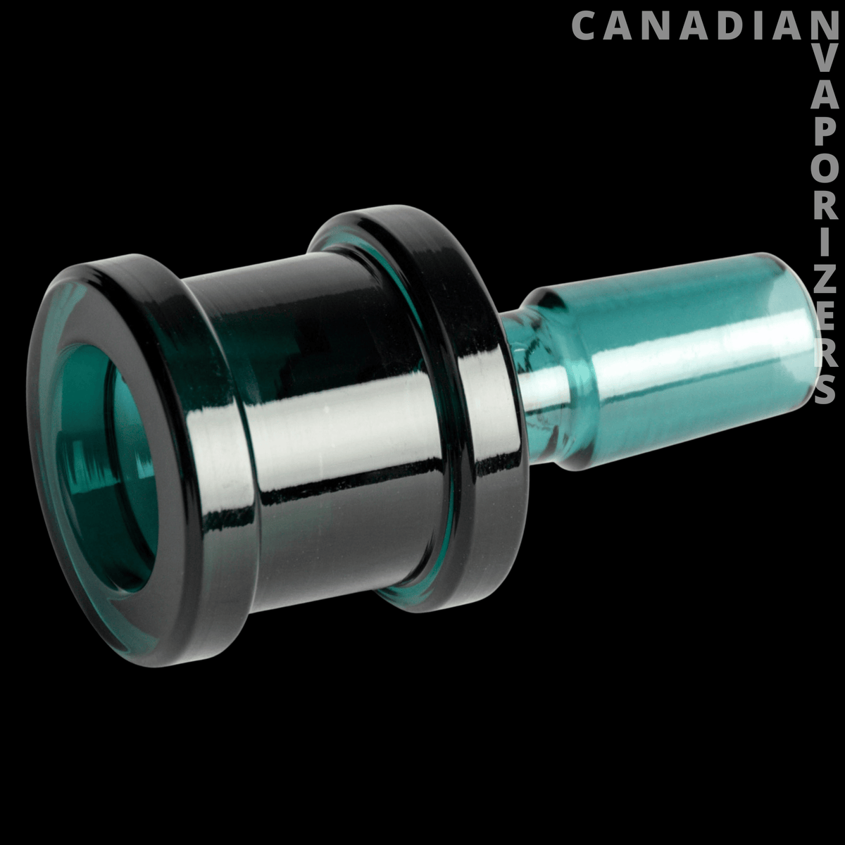 Gear Premium 14mm XL Sugar Barrel Pull-Out - Black and teal glass 14mm pull-out bowl with a wide barrel mouth and cylindrical stem.
