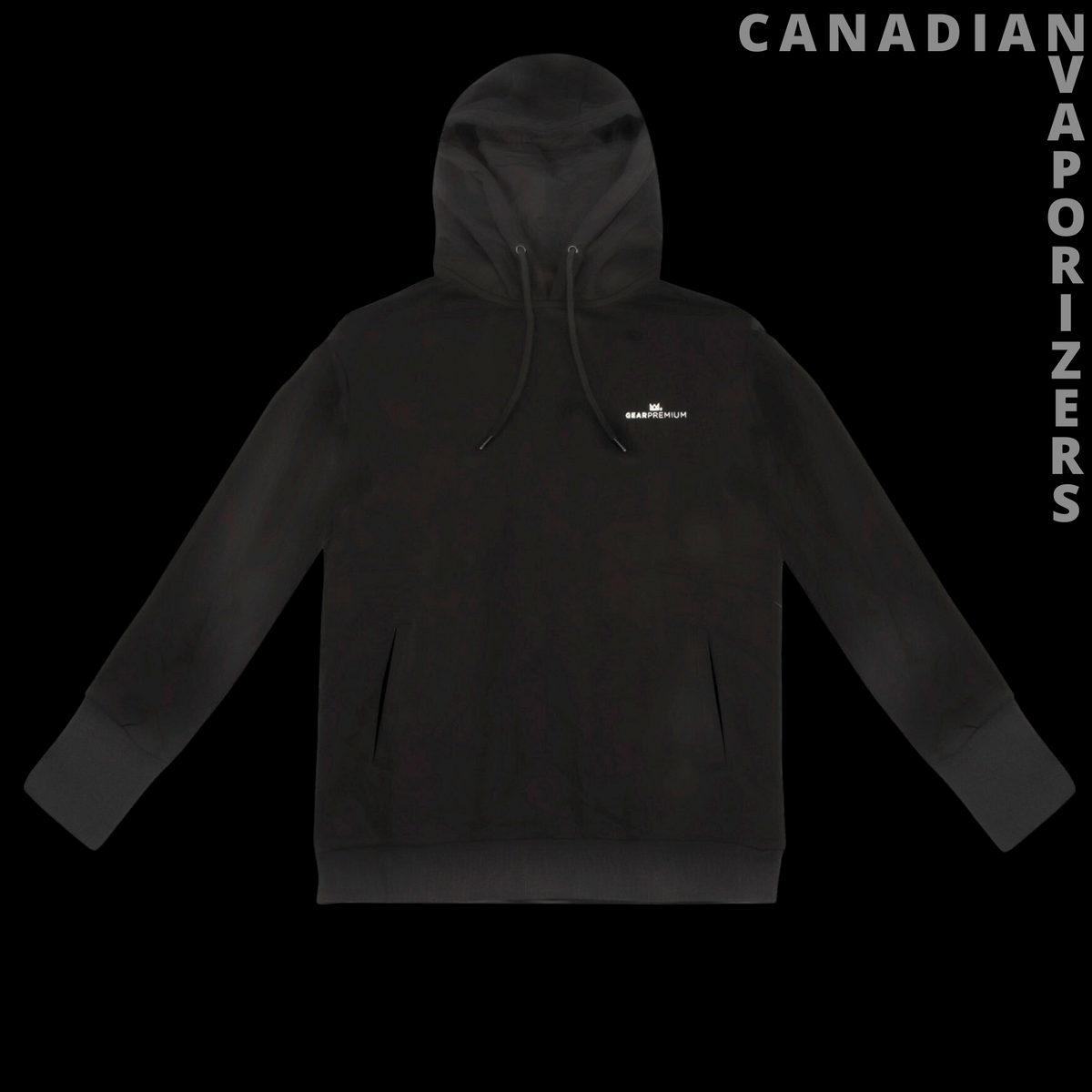 Gear Premium High Neck Hoodie - Black high-neck pullover hoodie with drawstrings, front pouch pocket, and small chest logo.