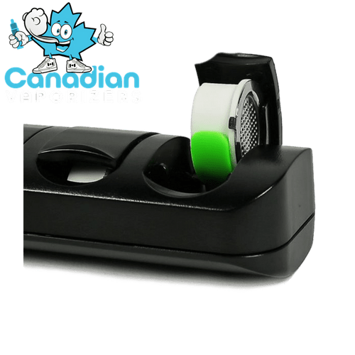 Ghost MV1 Crucible Dispenser - Black Ghost MV1 crucible dispenser with two recessed compartments and a green-tipped crucible holder.