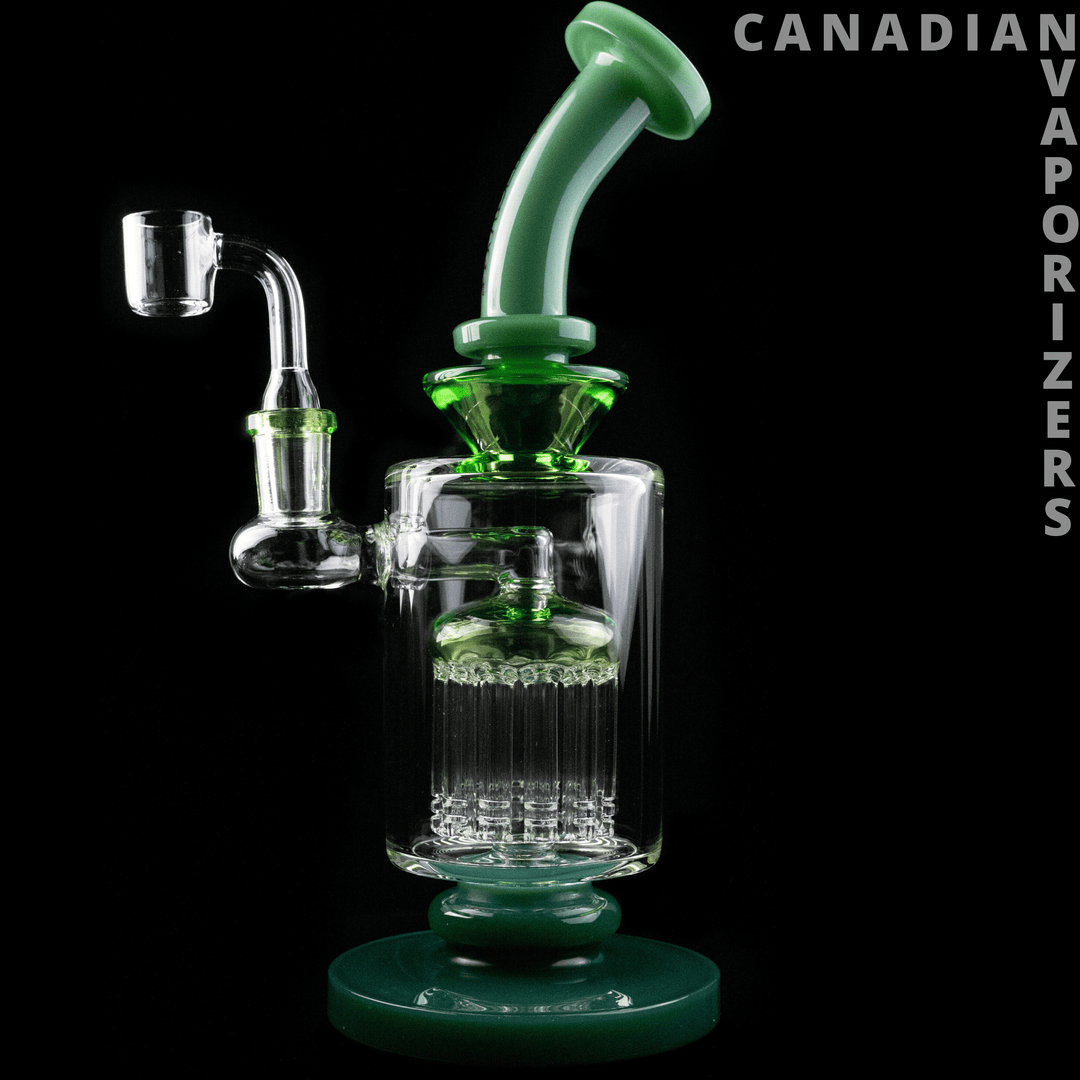 Green | Red Eye Glass 9" Tall Burnside Concentrate Rig w/ 12-Arm Tree Perc - Canadian Vaporizers