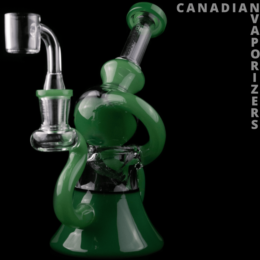 Jade Green | Red Eye Glass 7" Macrophonic Concentrate Recycler with 2 Hole Injection Perc & Quartz Banger - Canadian Vaporizers