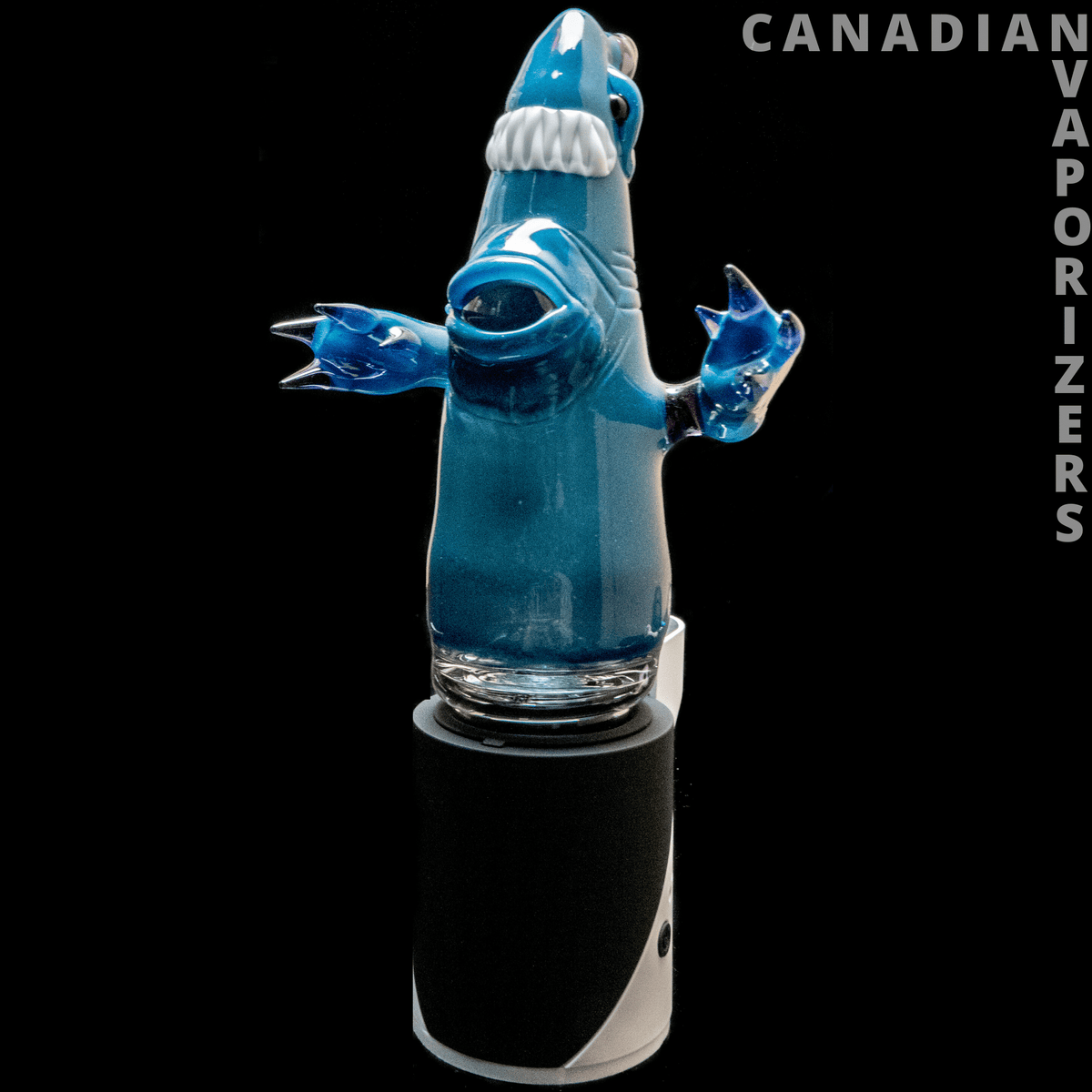 Kahuna Glass Scalien Carta Top - Blue glass Carta top with sculpted creature details and a black-and-white base sleeve.