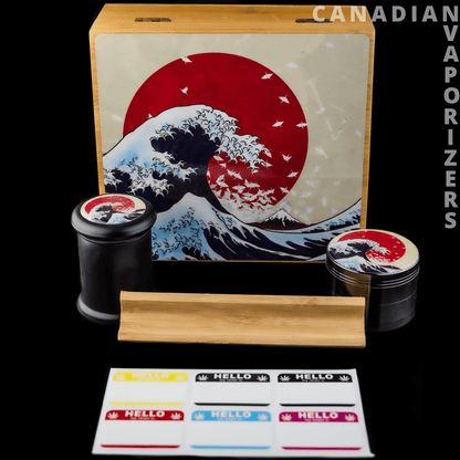 Large Wave Bamboo Box/Grinder/Jar - Canadian Vaporizers