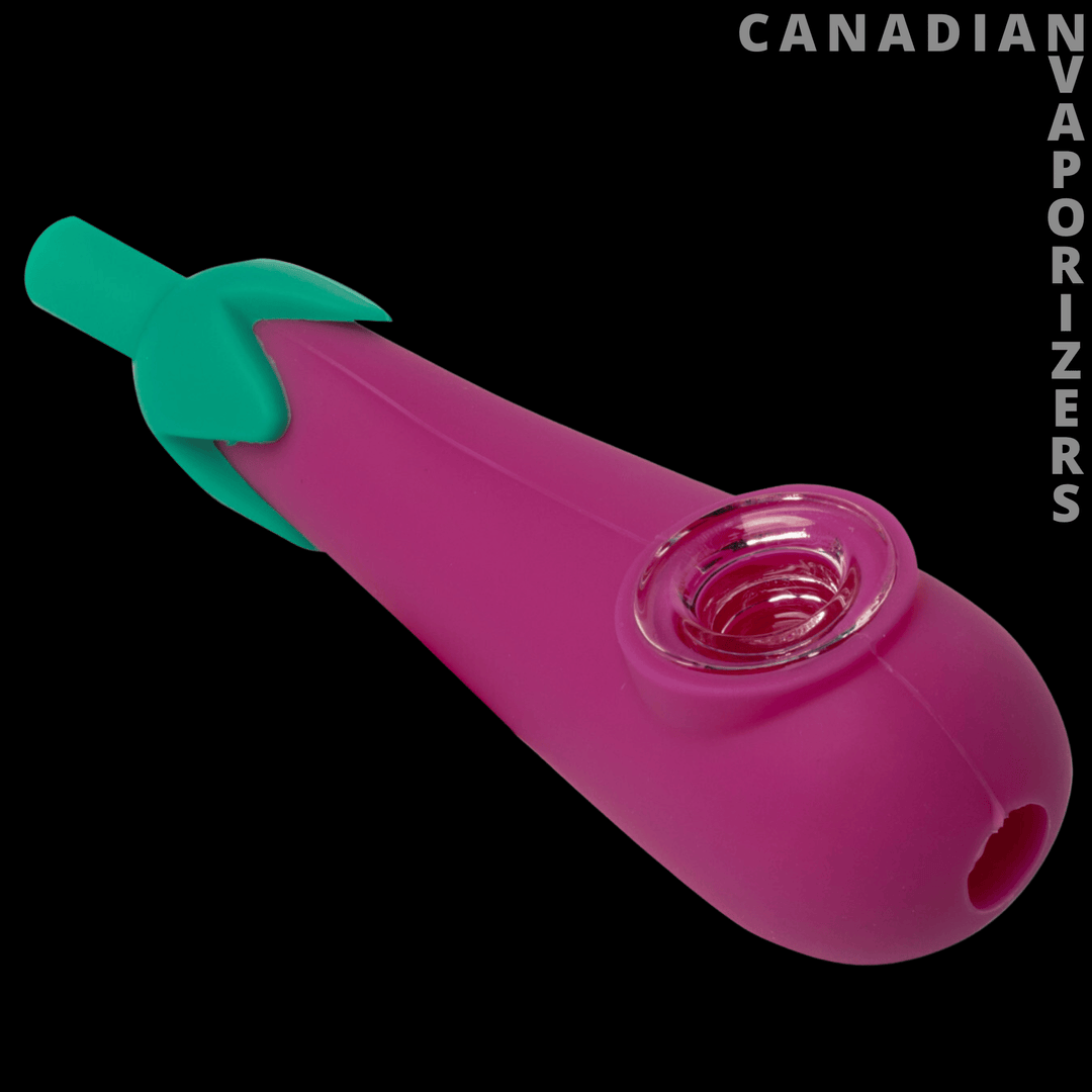 Lit Silicone 4" Eggplant Hand Pipe - Canadian Vaporizers