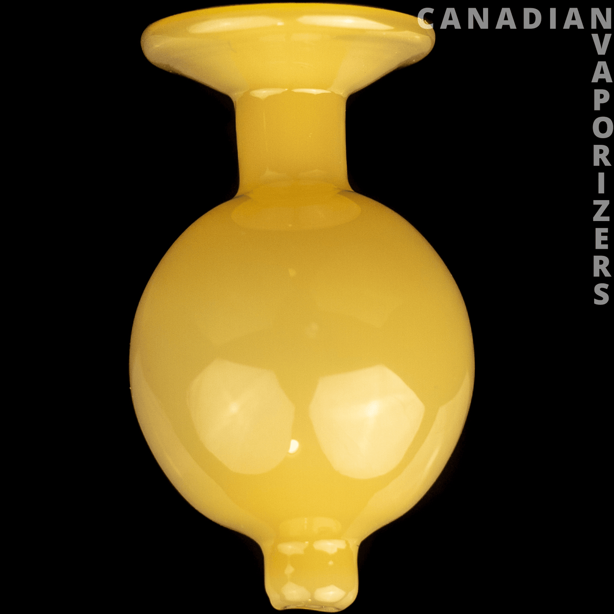 Orange Flat Top Carb Cap - Glossy yellow-orange glass carb cap with a flat top, rounded body, and narrow stem.
