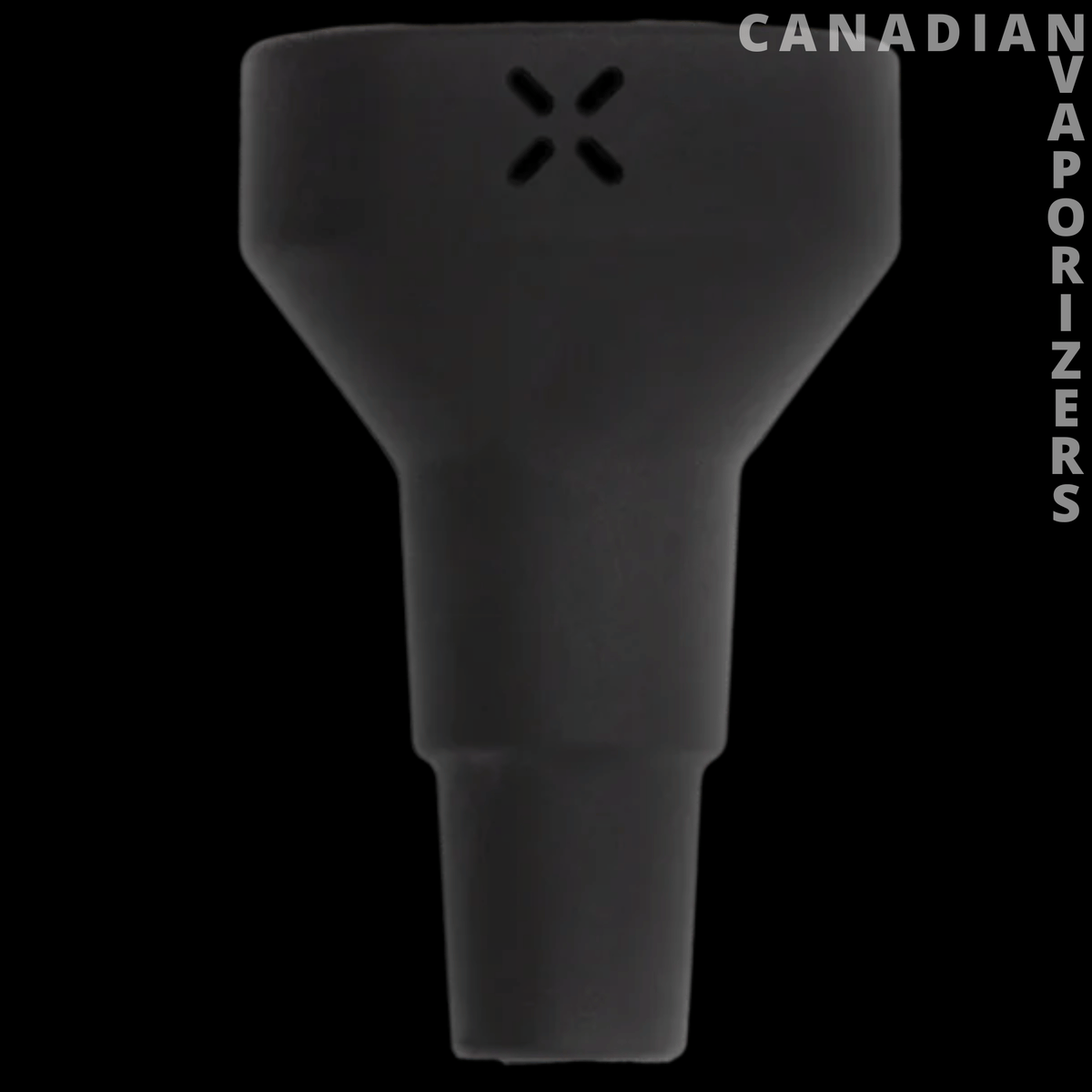 Pax Water Pipe Adapter - Black Pax water pipe adapter with a wide funnel-shaped top and tapered stem.