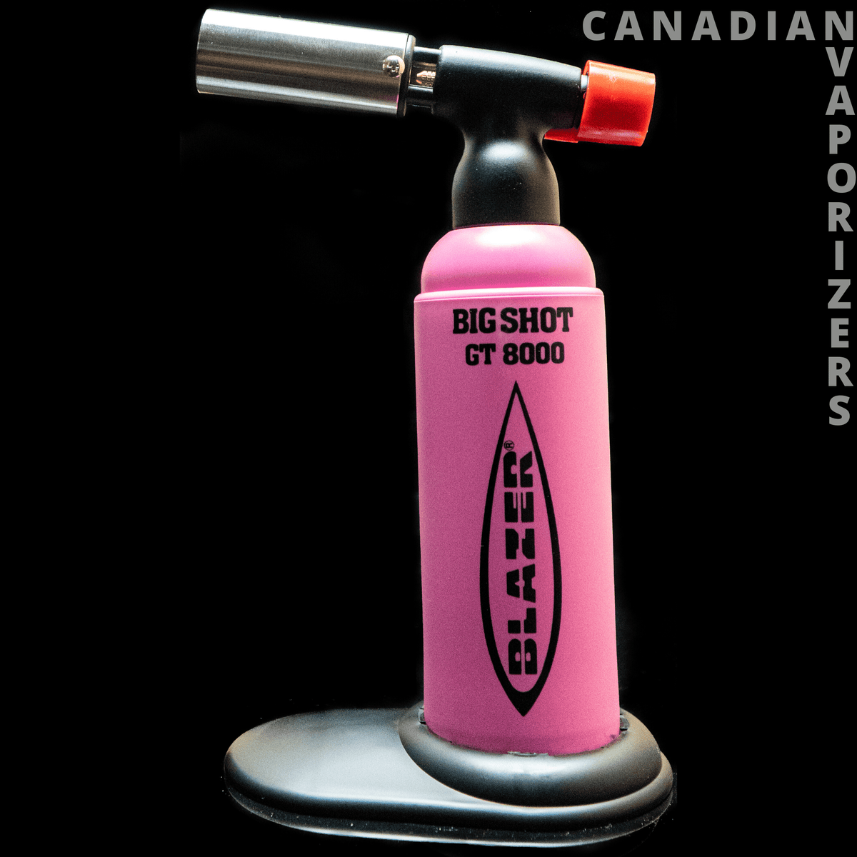 Pink Big Shot Blazer GT 8000 Torch - Pink Big Shot GT 8000 torch with a silver nozzle, red ignition switch, and black flame graphic.