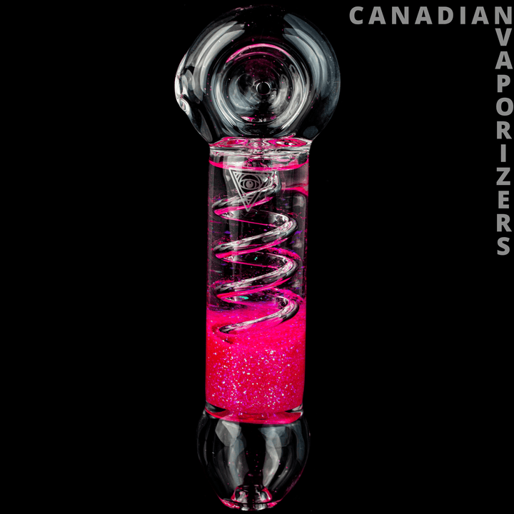 Pink | Red Eye Glass Sparkle Chiller Coil Hand Pipe - Canadian Vaporizers