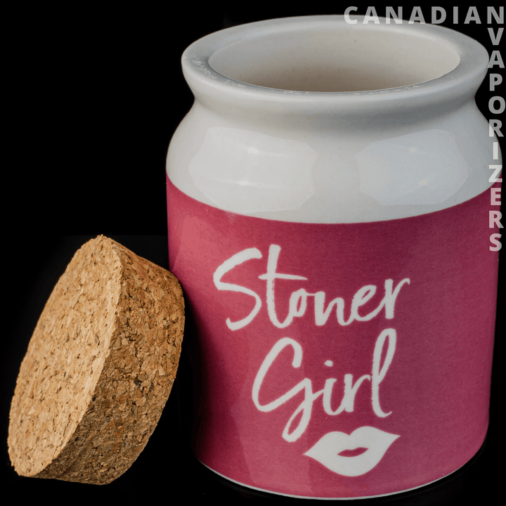 Pink | Stoner Girl Ceramic Stash Jar - Canadian Vaporizers