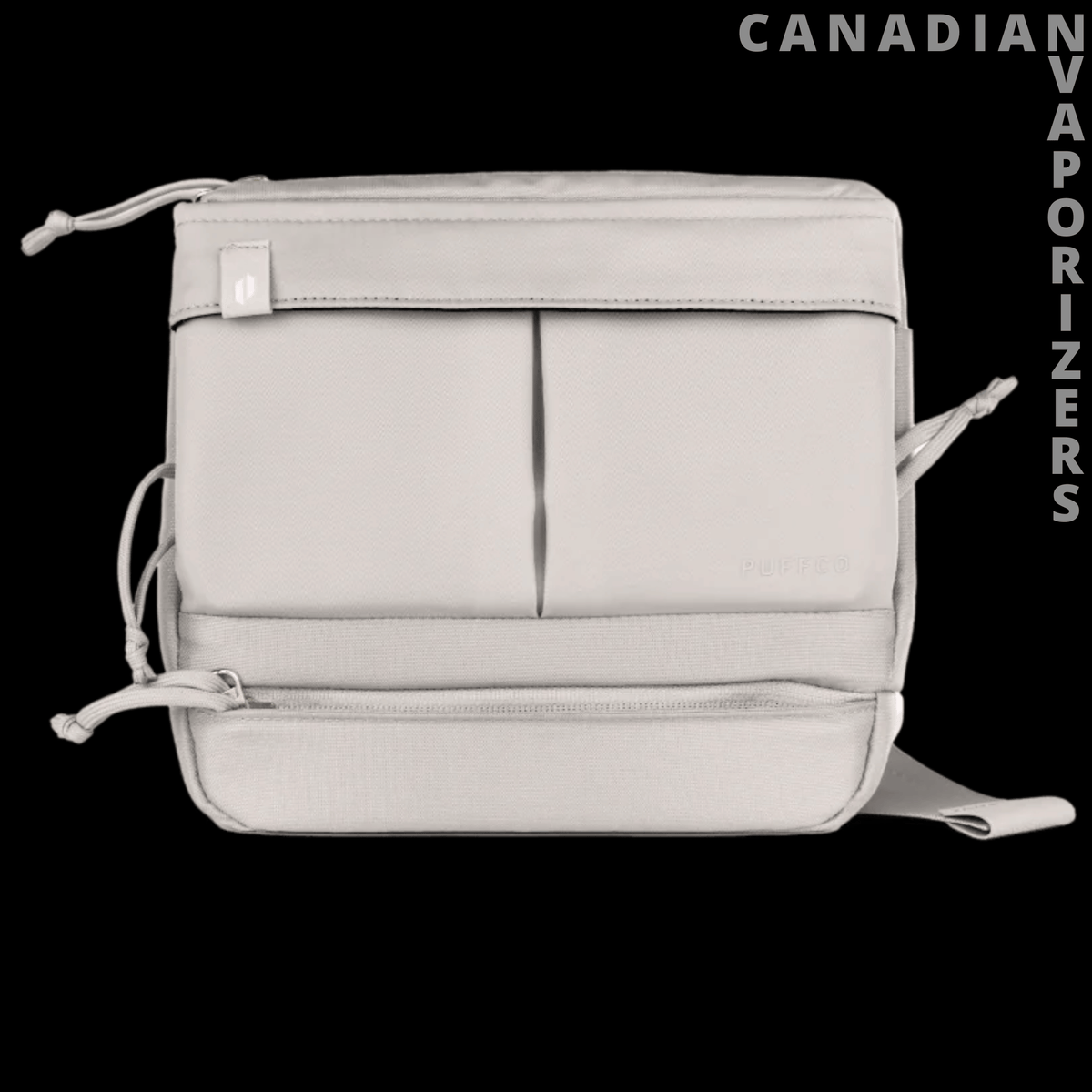 Proxy Travel Bag - Desert-colored travel bag with a rectangular shape, zippered compartments, and multiple looped zipper pulls.