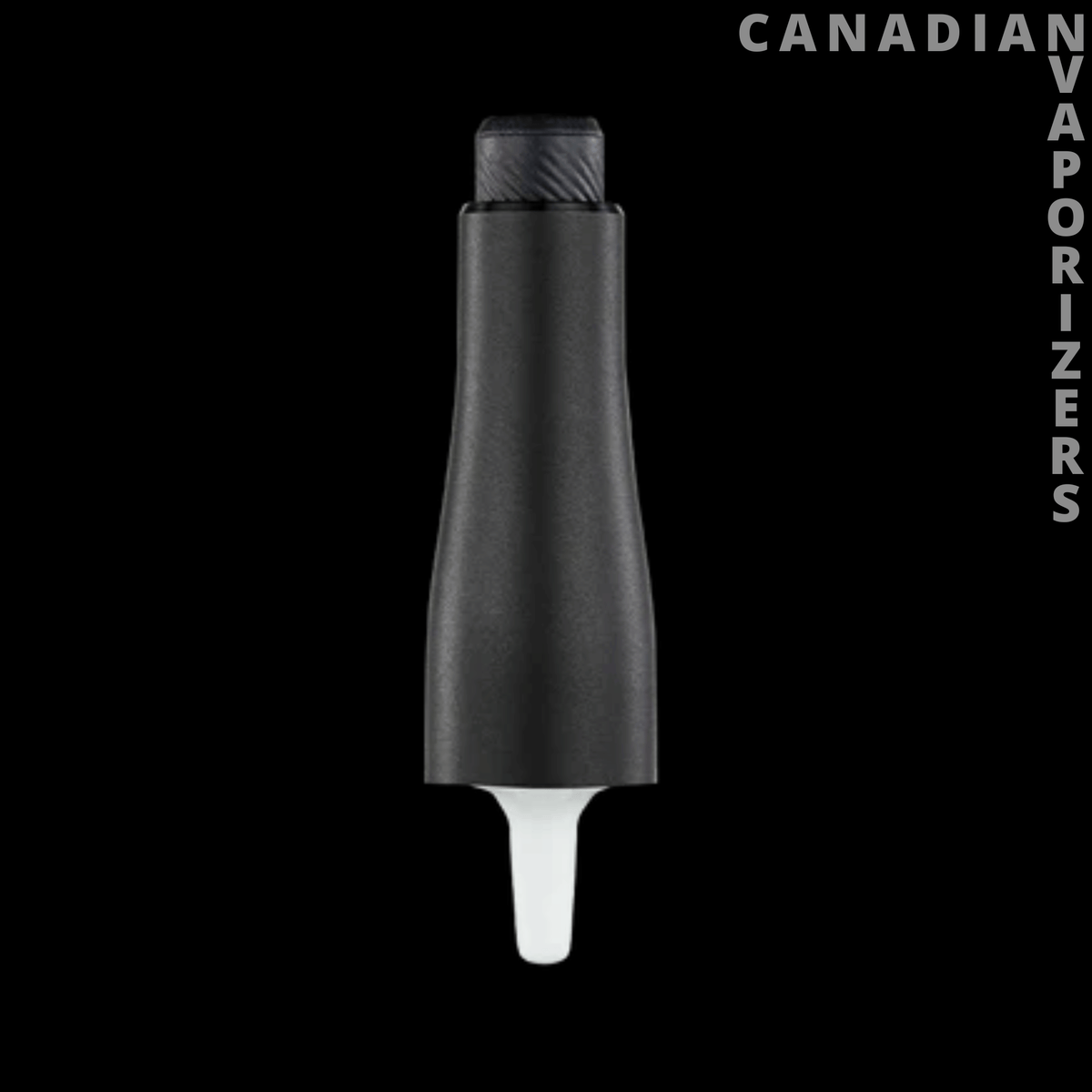 New Puffco Plus - Black Puffco Plus vaporizer with a tapered matte body and short white mouthpiece.