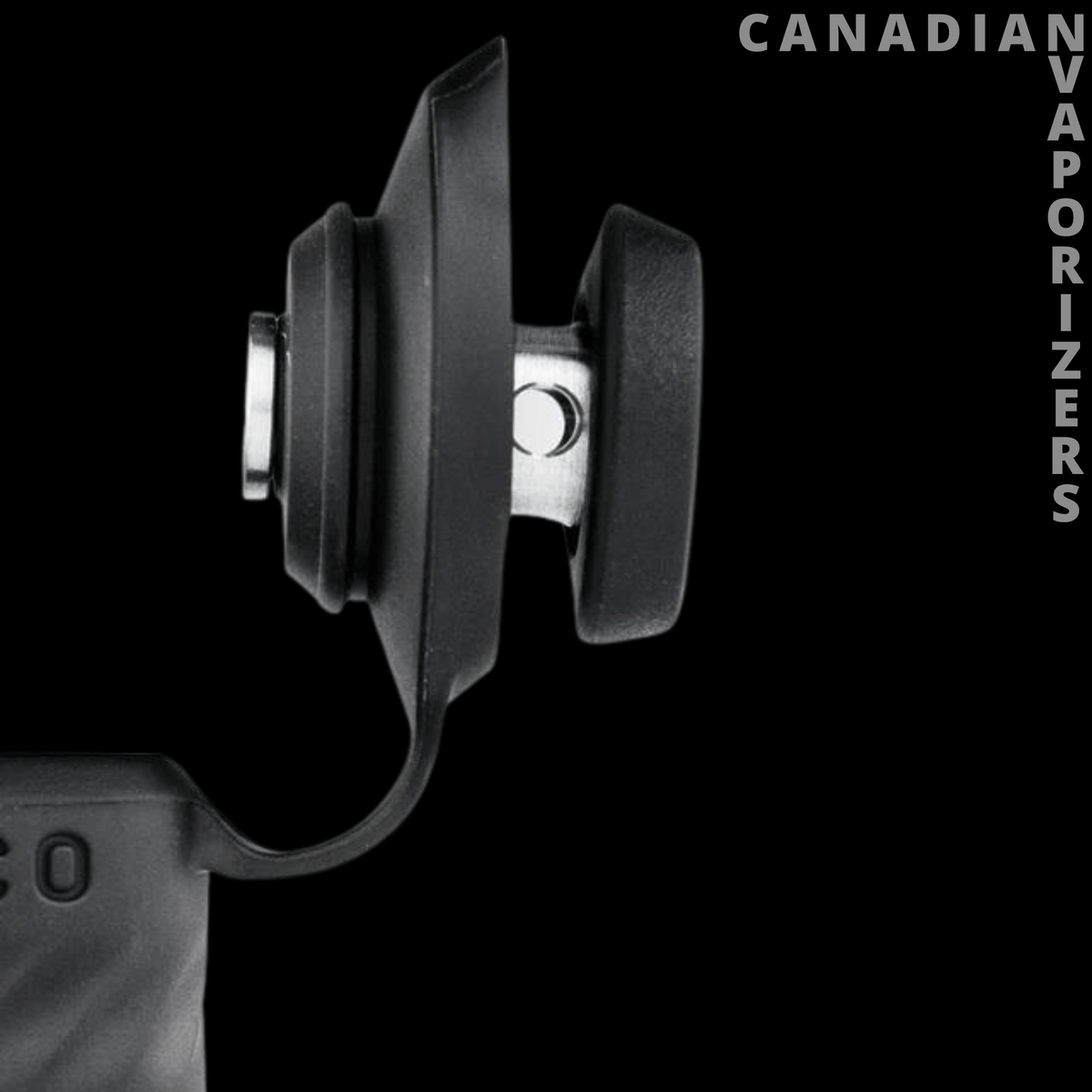 Puffco New Peak Pro Joystick Cap - Black Puffco Peak Pro joystick cap with a curved tether and wide paddle-shaped top.