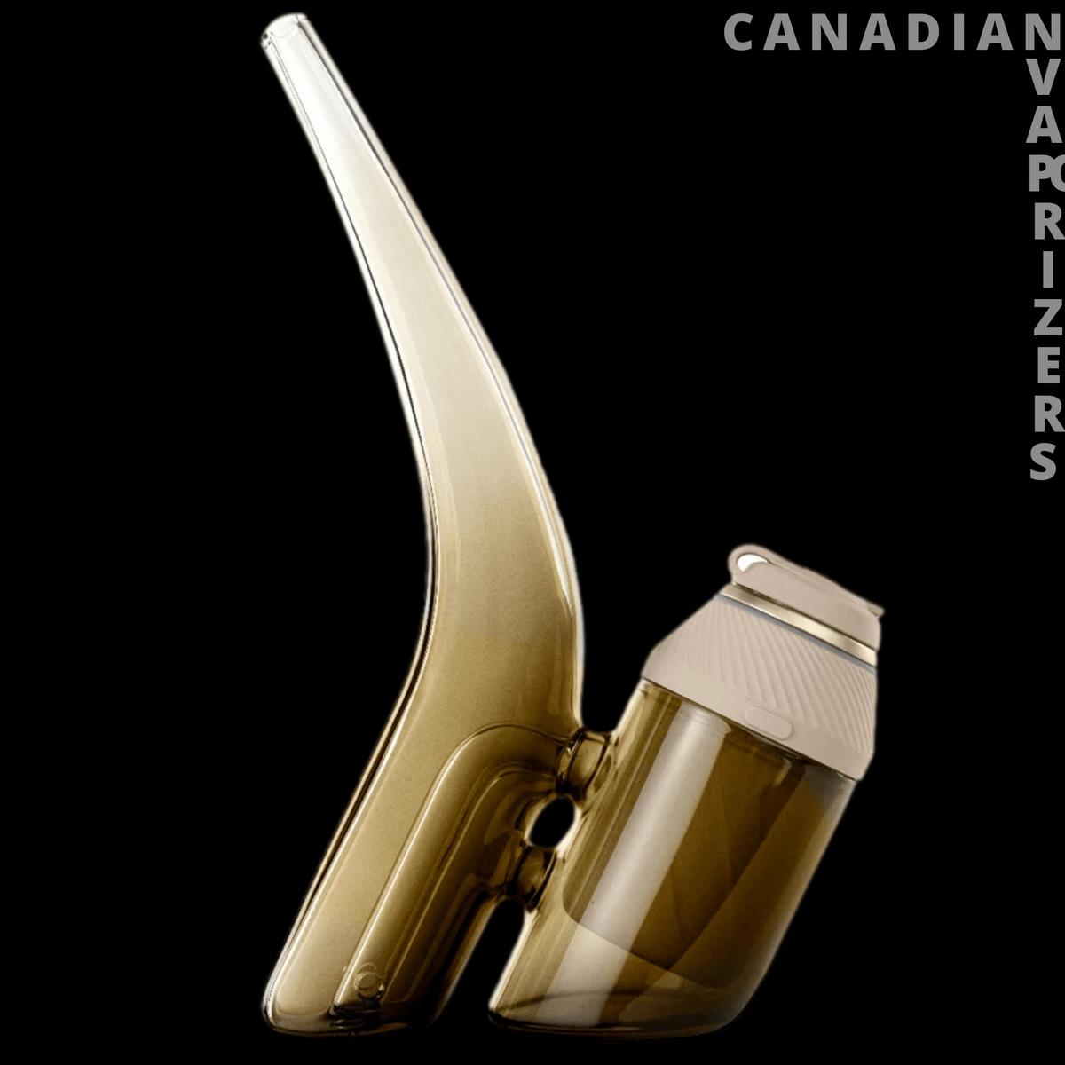 Puffco Proxy Bub - Sculptural amber glass Puffco Proxy Bub with a curved cream mouthpiece and ribbed top cap.
