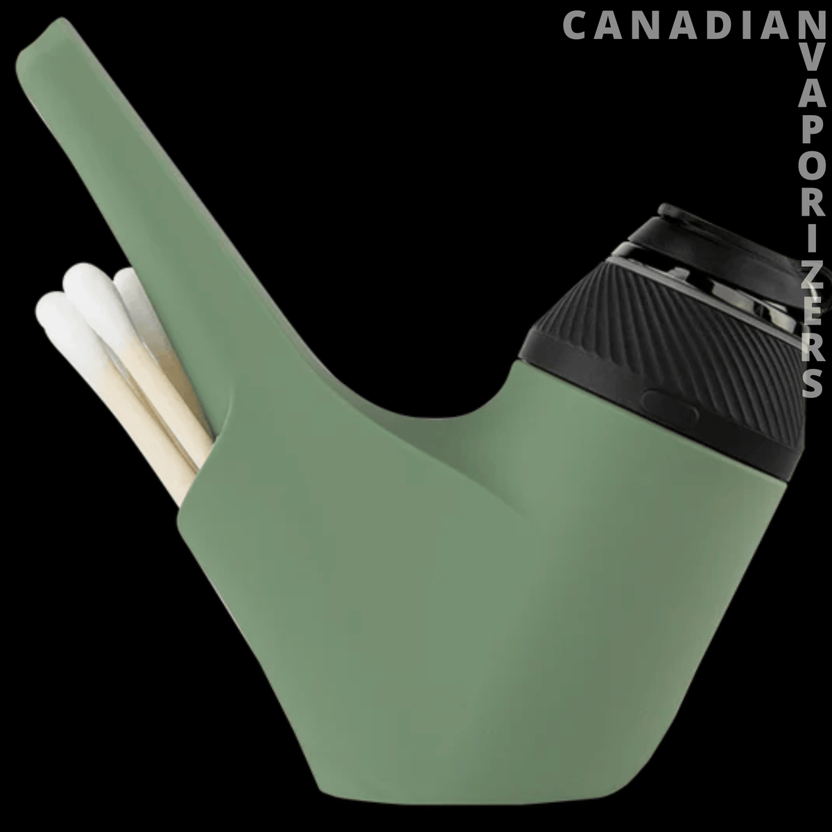 Puffco Proxy Travel Pipe - Sage green Puffco Proxy travel pipe with a black ribbed cap and three white-tipped picks.