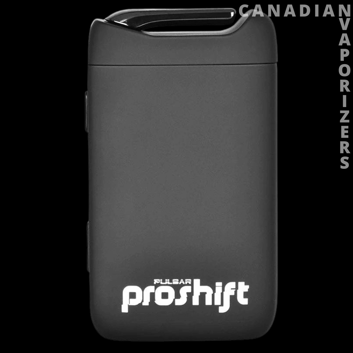 Pulsar ProShift - Matte black Pulsar ProShift vaporizer with a rounded rectangular body and top mouthpiece.