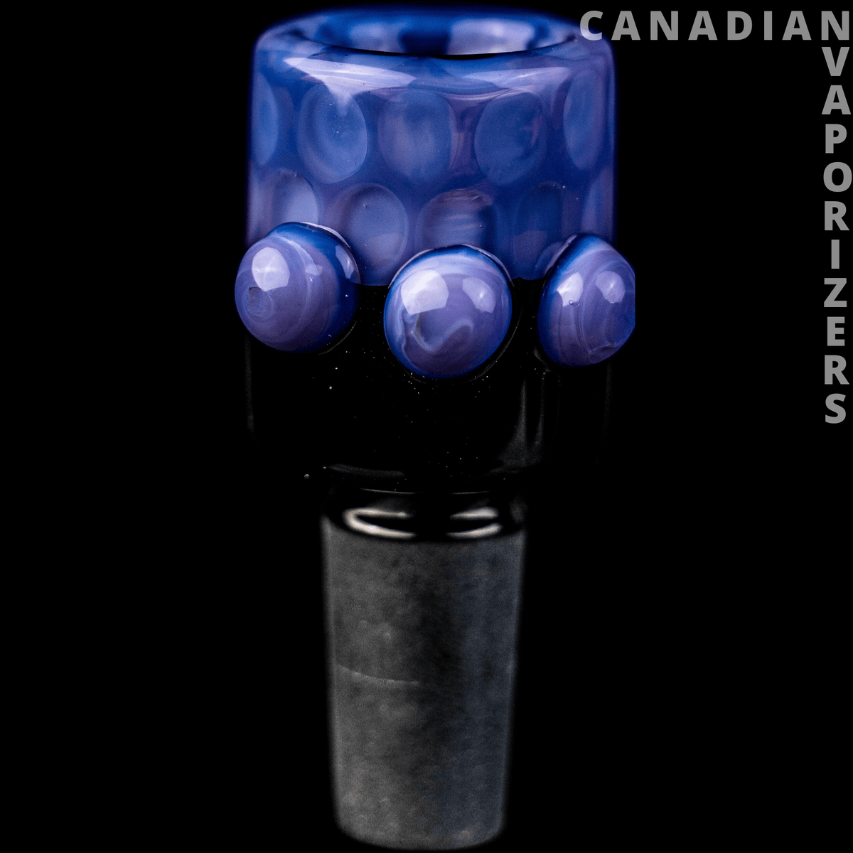 Purple | 14MM Hydros Honeycomb Bowl - Purple 14mm glass honeycomb bowl with a textured chamber and three rounded side knobs.