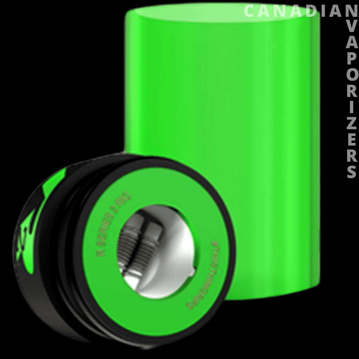R-Series R2 Rig Booster Kit - Bright green R-Series rig booster with a black circular threaded fitting and silver metal center.