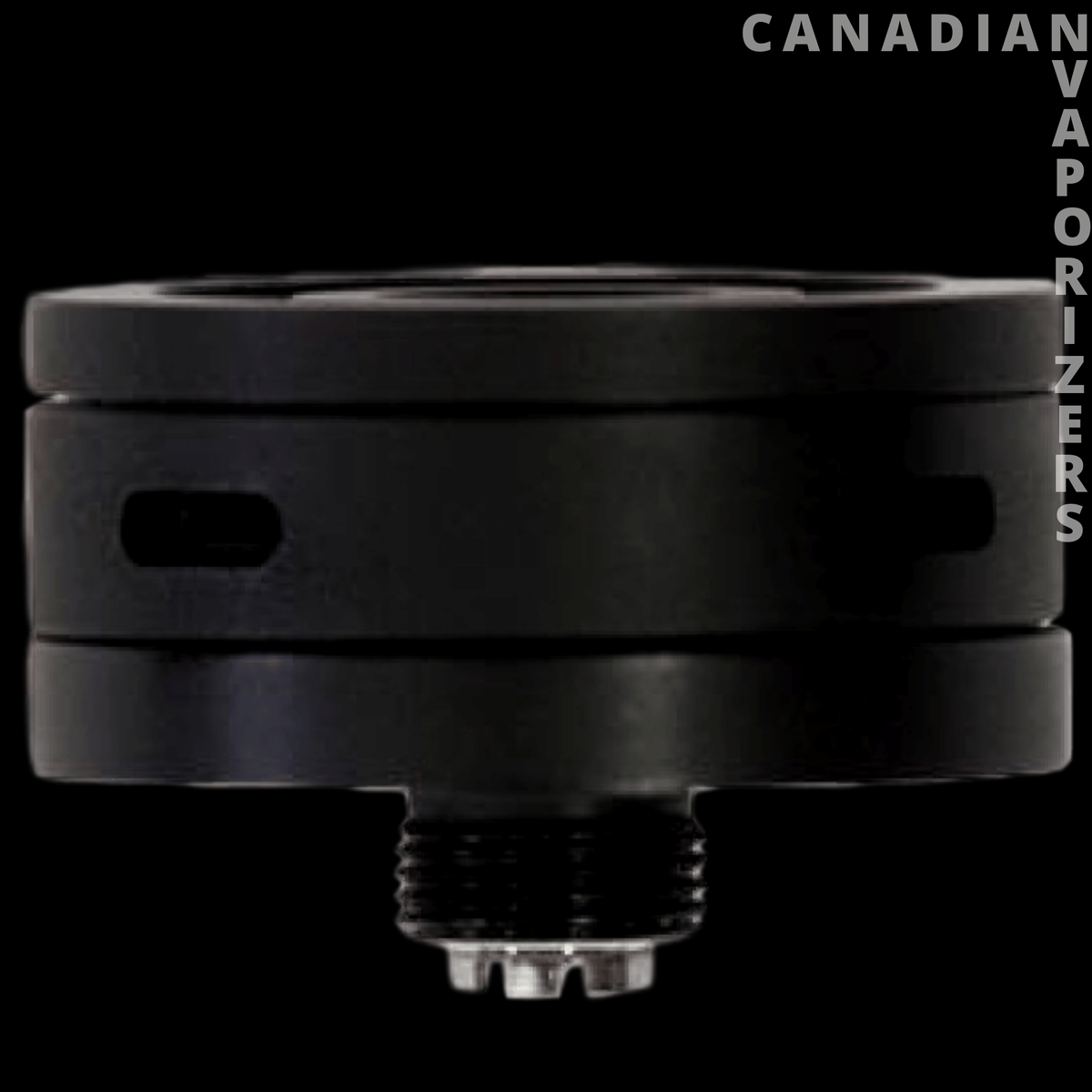 R-Series R2 Rig Edition Airflow/Atomizer Base - Black cylindrical atomizer base with side airflow slot, threaded connector, and metal contact pin.